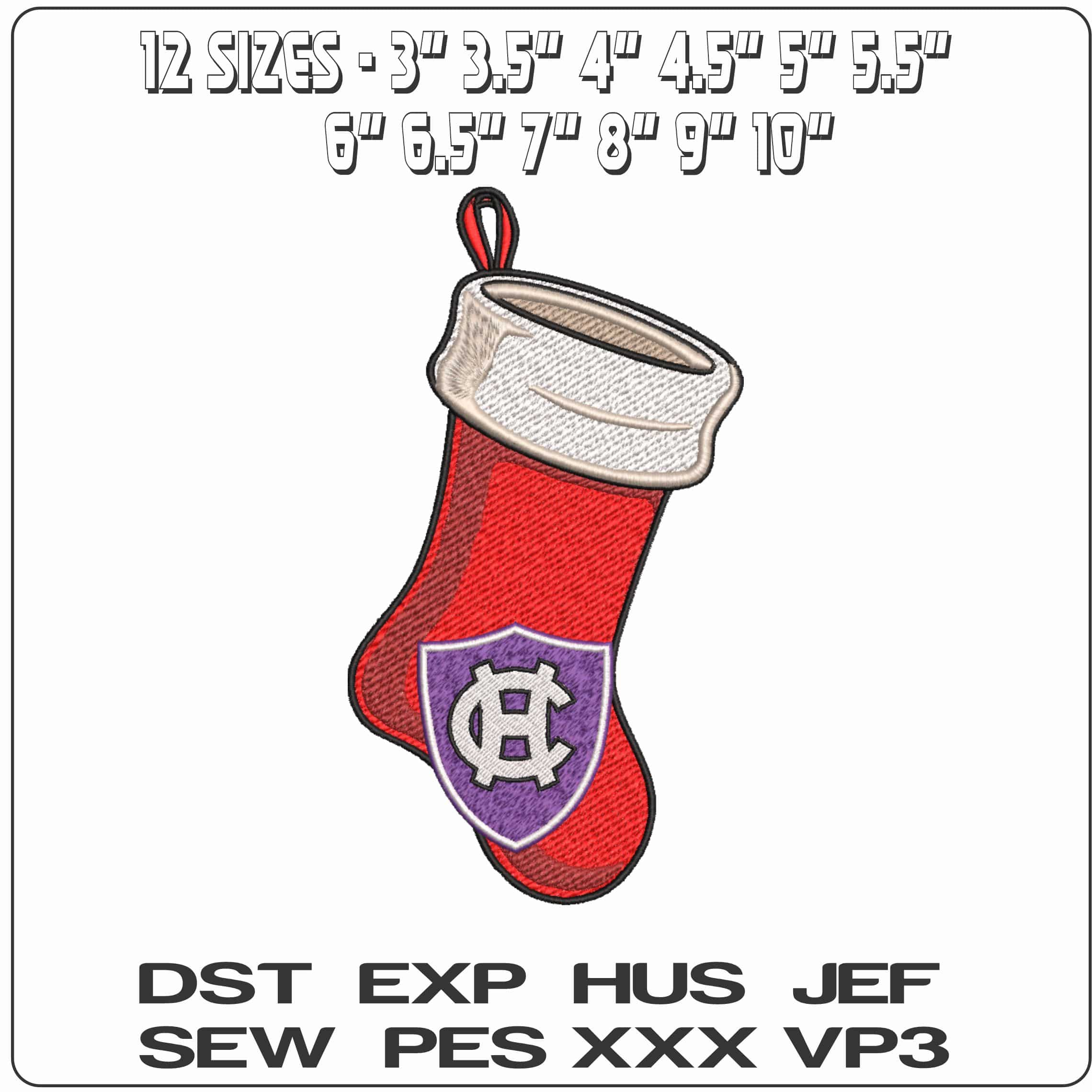 Christmas Stocking Holy Cross Crusaders 2018 on College    - Elegant embroidery design file-instant download — view 2