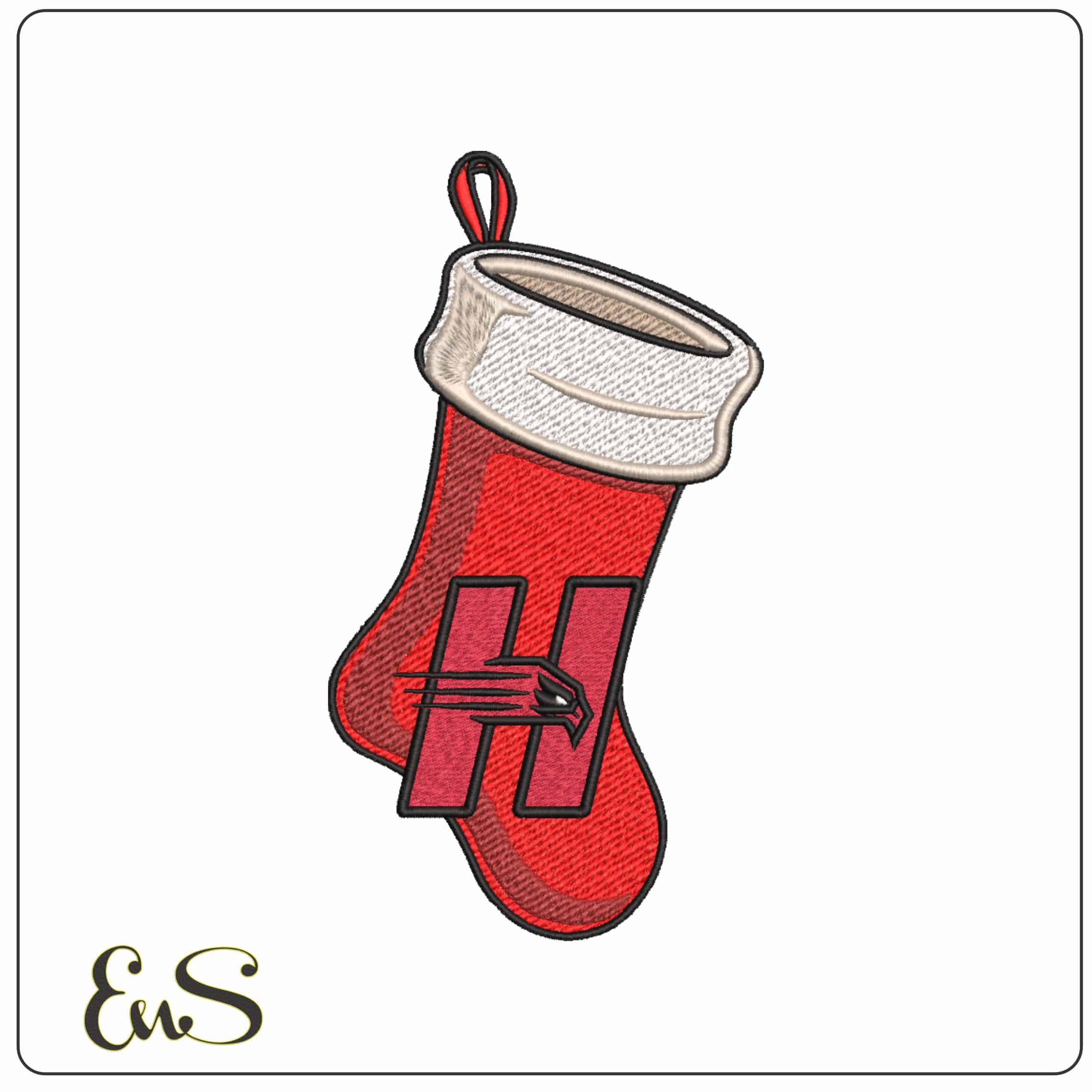 Christmas Stocking Hartford Hawks 2015 on University    - Elegant embroidery design file-instant download