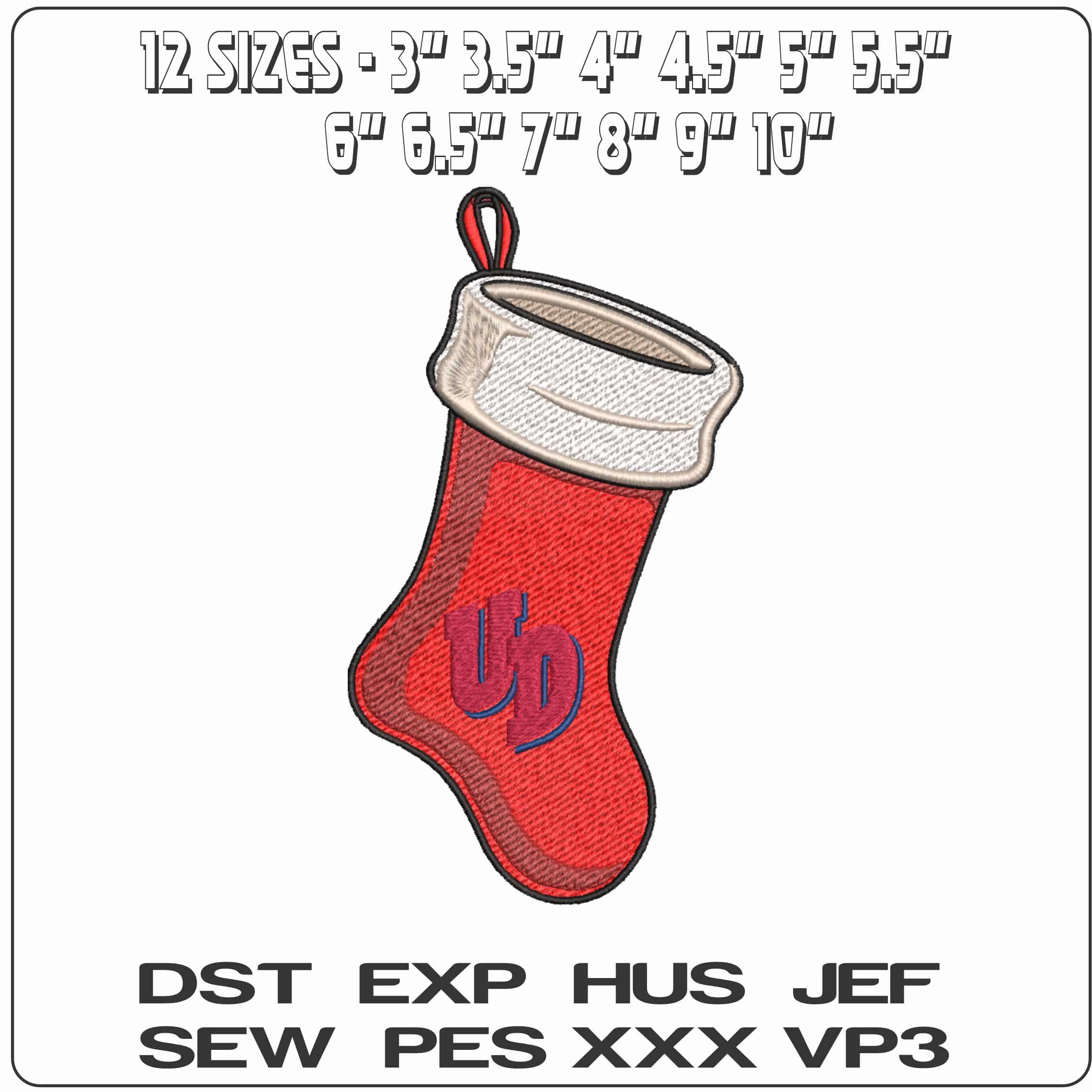 Christmas Stocking Dayton Flyers Alternative University    - Elegant embroidery design file-instant download — view 2