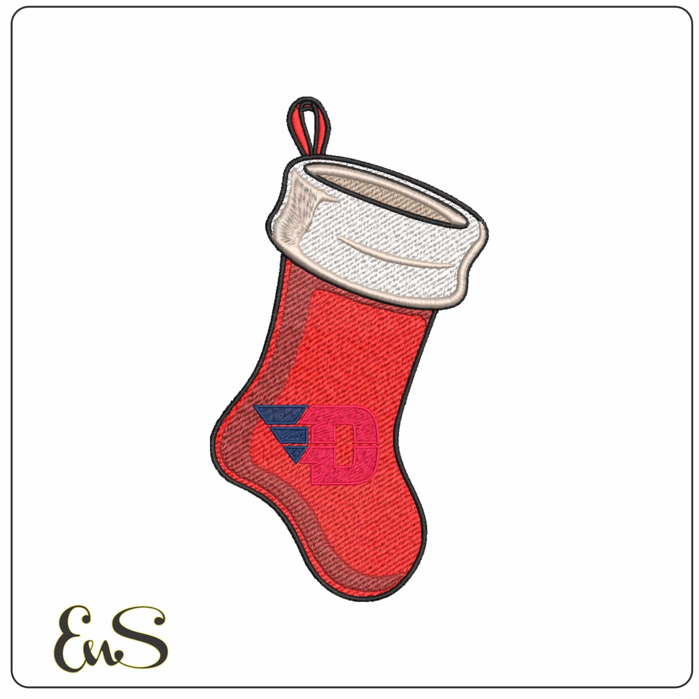 Christmas Stocking Dayton Flyers 2014 University    - Elegant embroidery design file-instant download