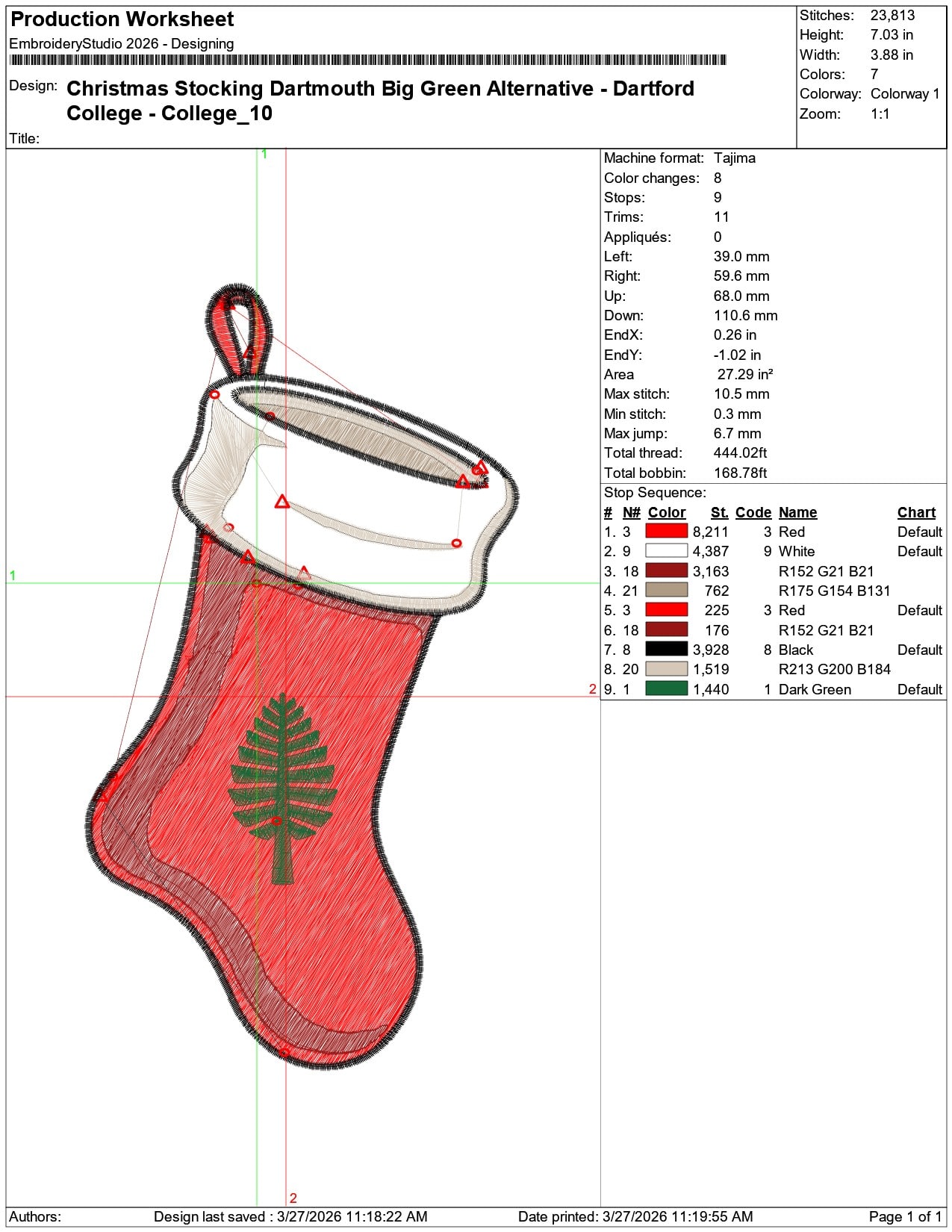 Christmas Stocking Dartmouth Big Green Alternative College    - Elegant embroidery design file-instant download — view 3