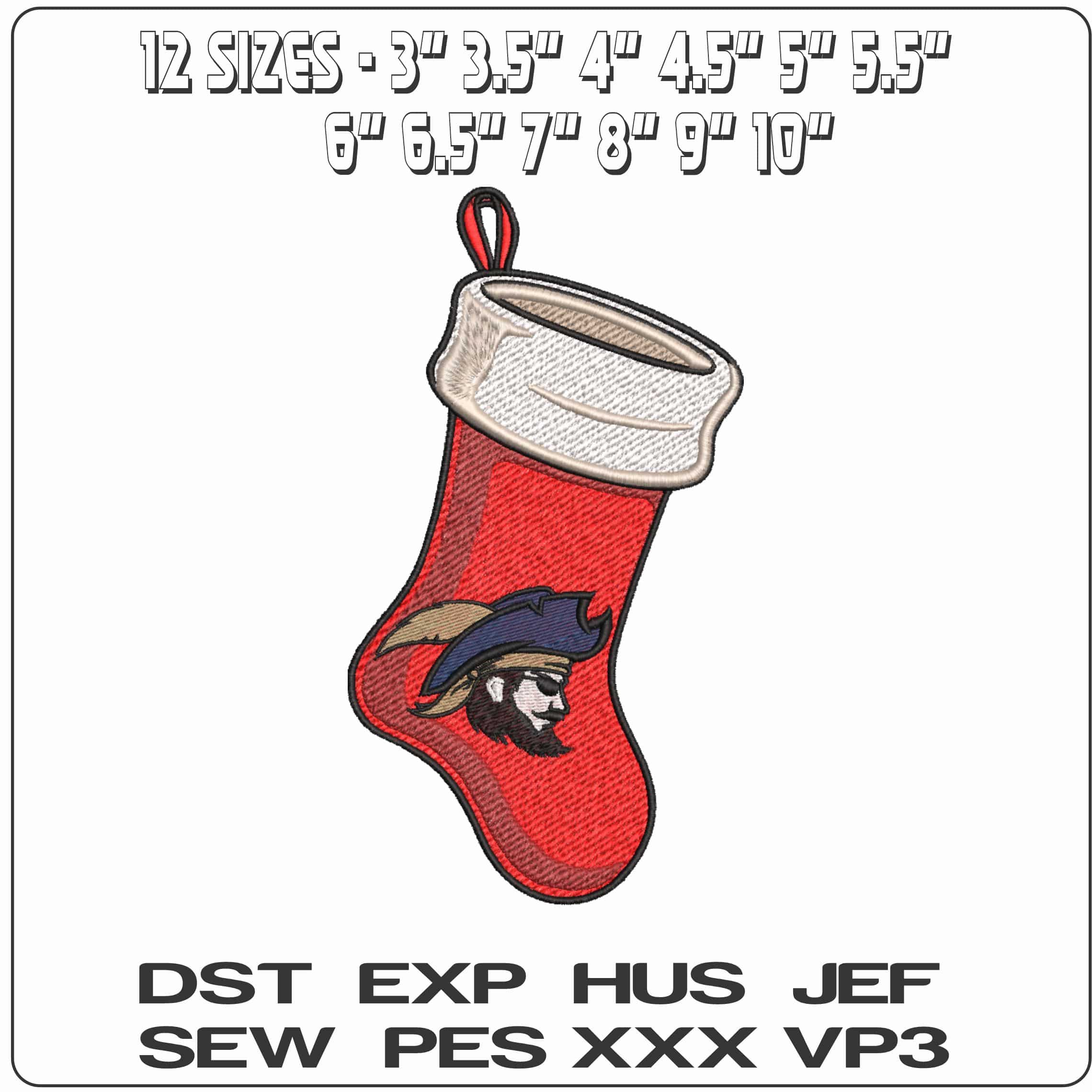 Christmas Stocking CSU Buccaneers 2021  Southern University     - Elegant embroidery design file-instant download — view 2
