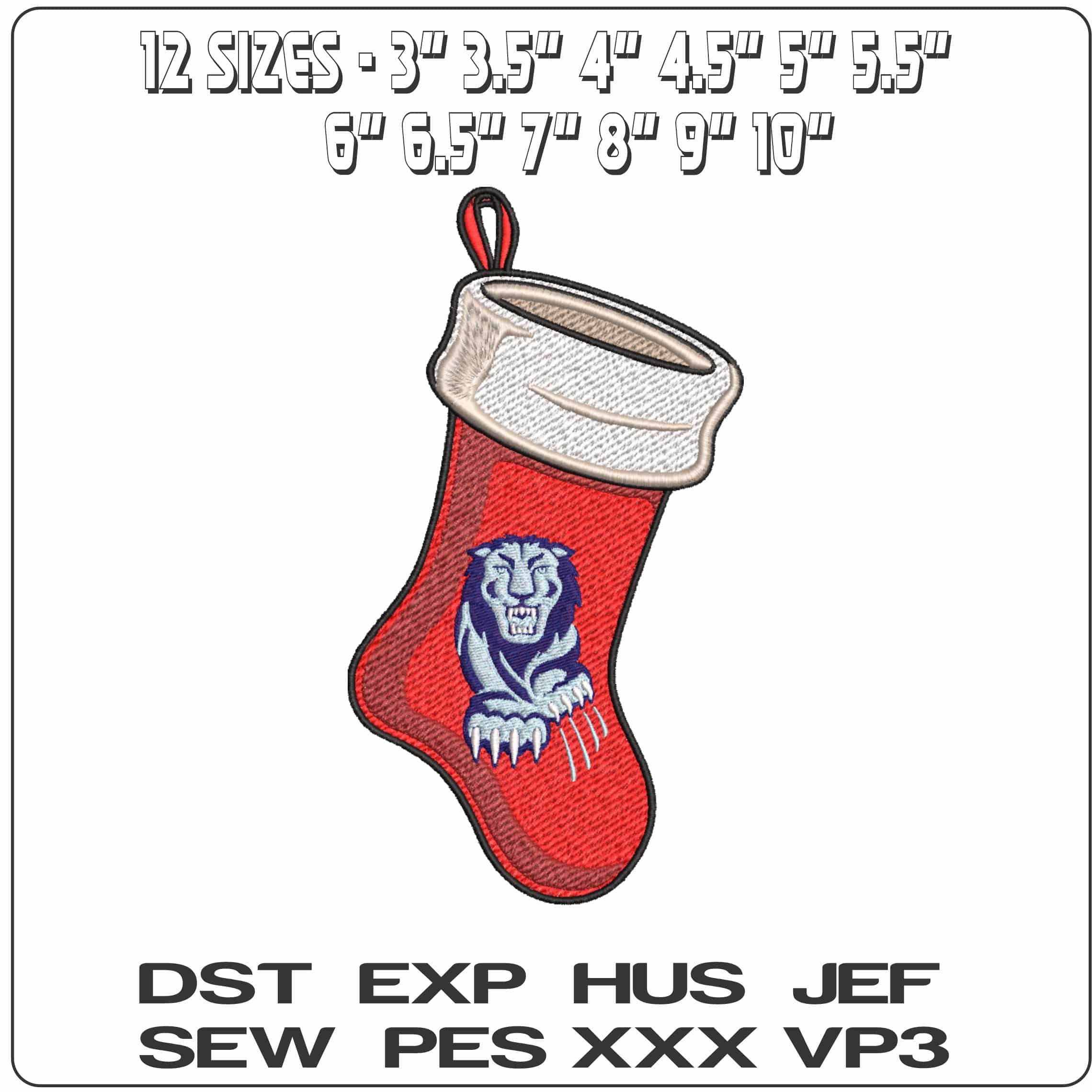 Christmas Stocking Columbia Lions 1997 to 2006  University     - Elegant embroidery design file-instant download — view 2