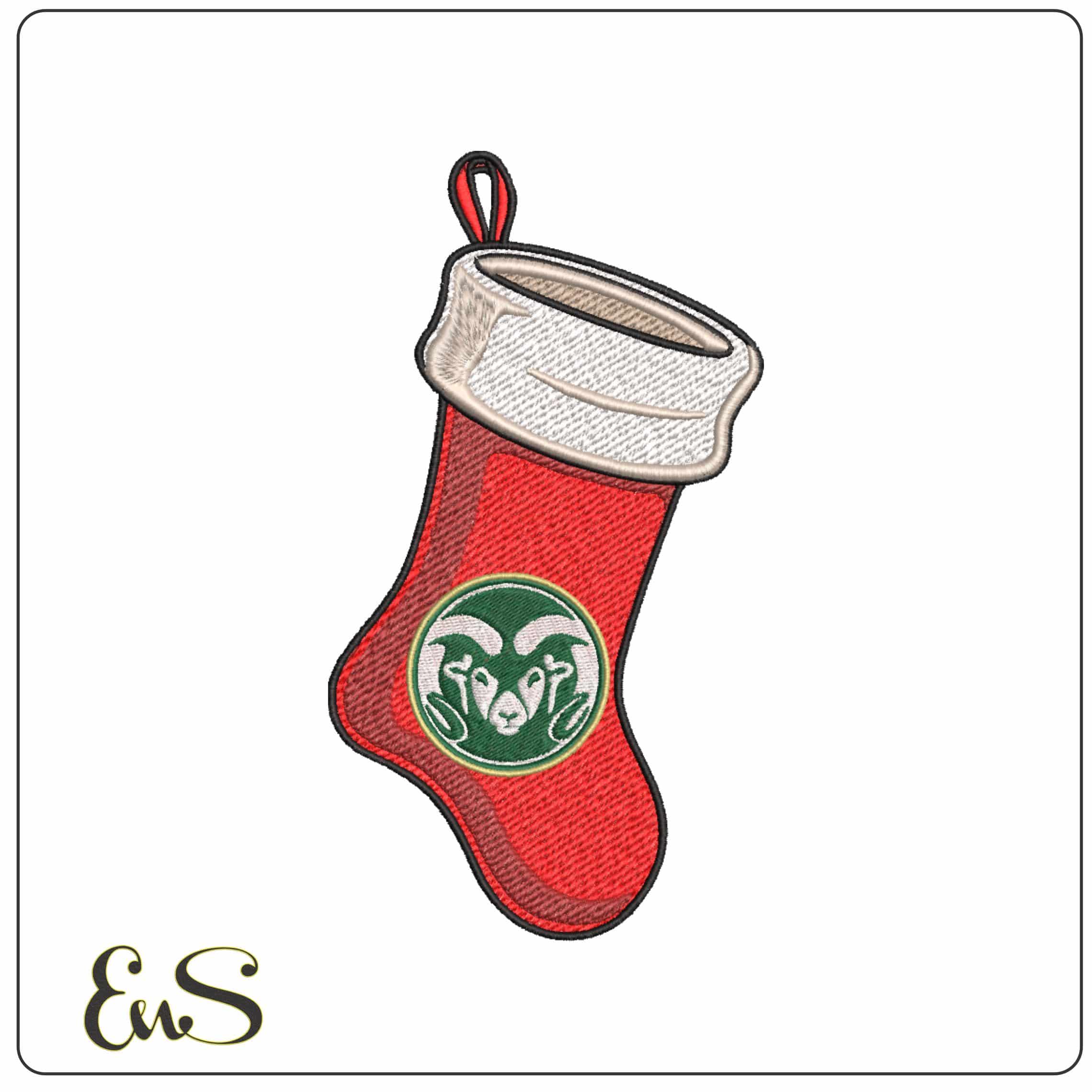 Christmas Stocking Colorado State Rams 182  University     - Elegant embroidery design file-instant download