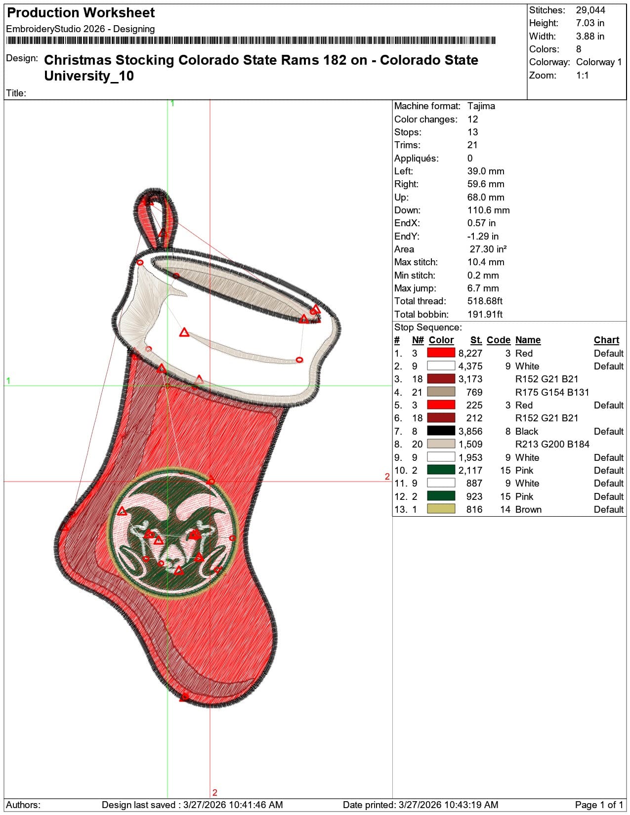 Christmas Stocking Colorado State Rams 182  University     - Elegant embroidery design file-instant download — view 3