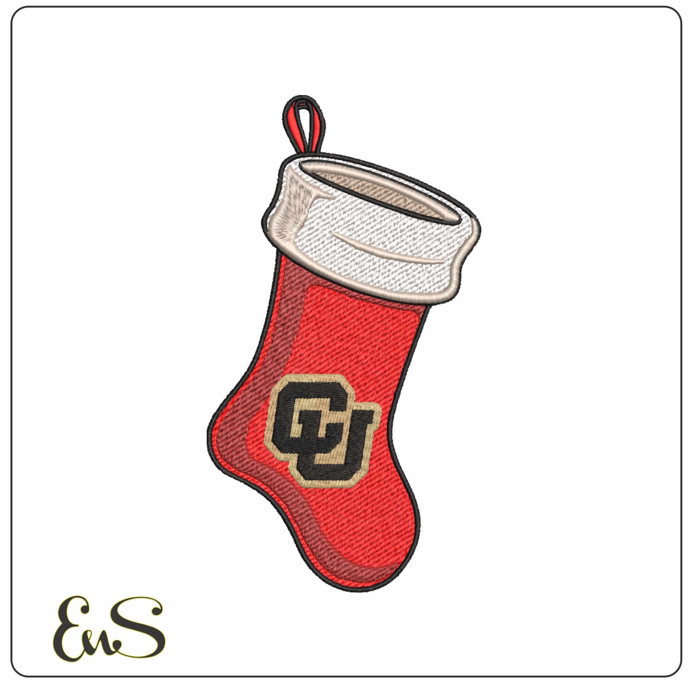 Christmas Stocking Colorado Buffaloes Secondary University     - Elegant embroidery design file-instant download