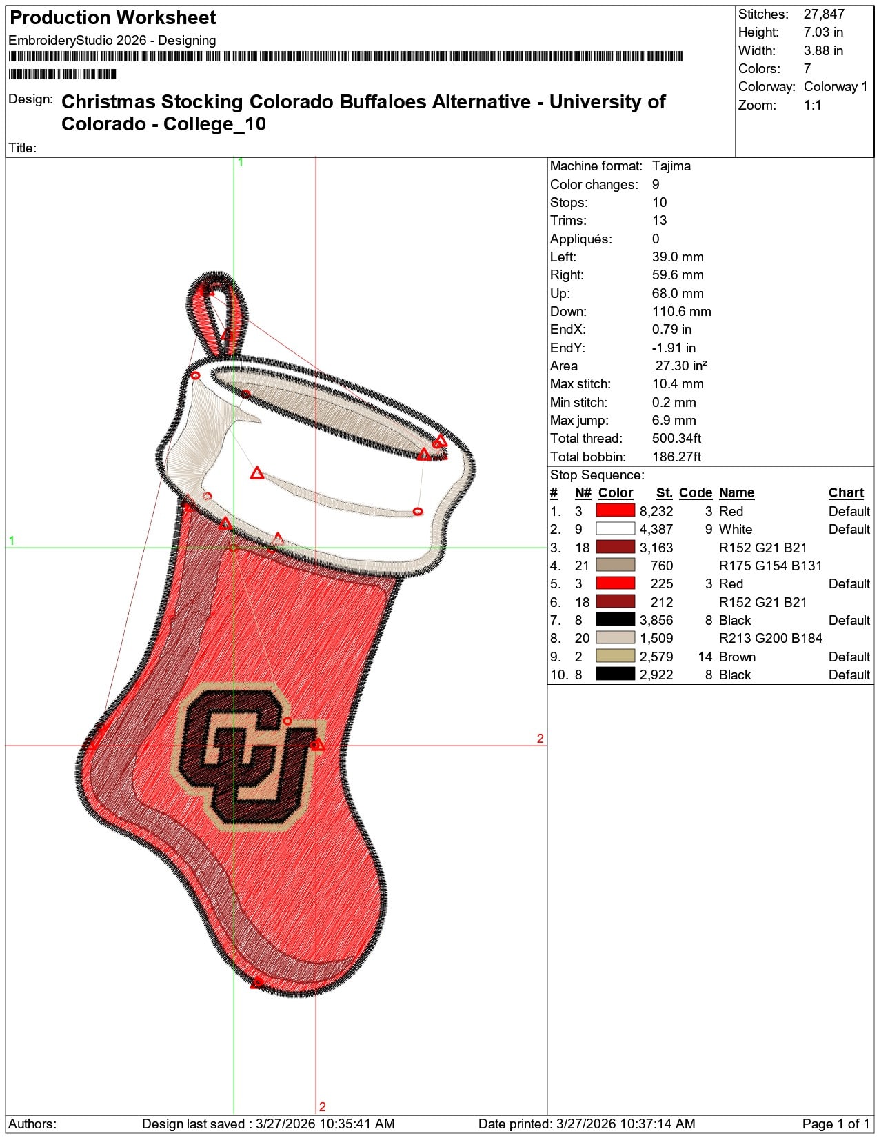 Christmas Stocking Colorado Buffaloes Alternative University     - Elegant embroidery design file-instant download — view 3