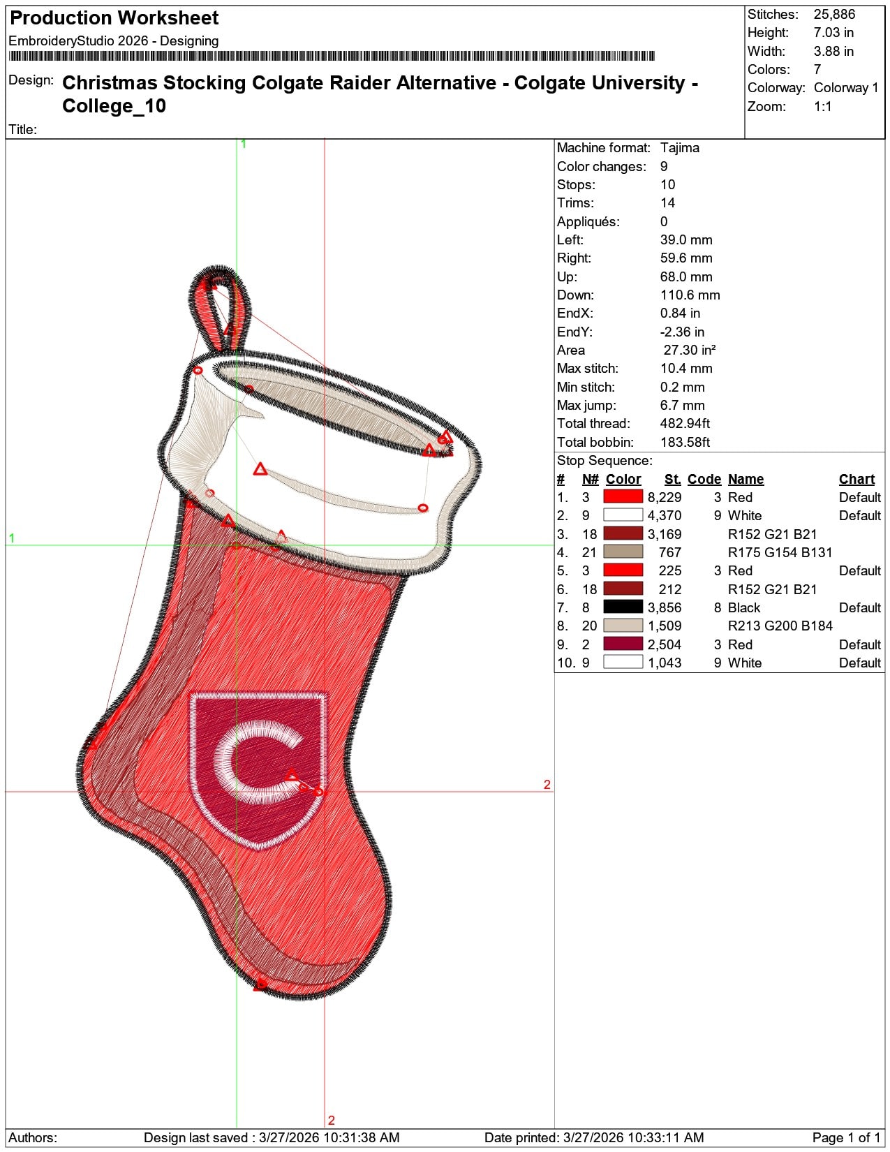 Christmas Stocking Colgate Raider Alternative Colgate University     - Elegant embroidery design file-instant download — view 3