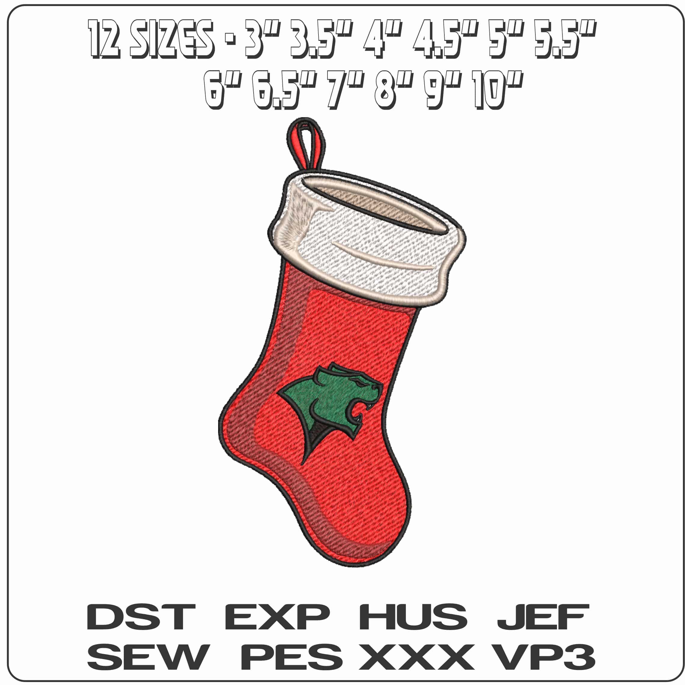 Christmas Stocking Chicago State Cougars 2009   University     - Elegant embroidery design file-instant download — view 2