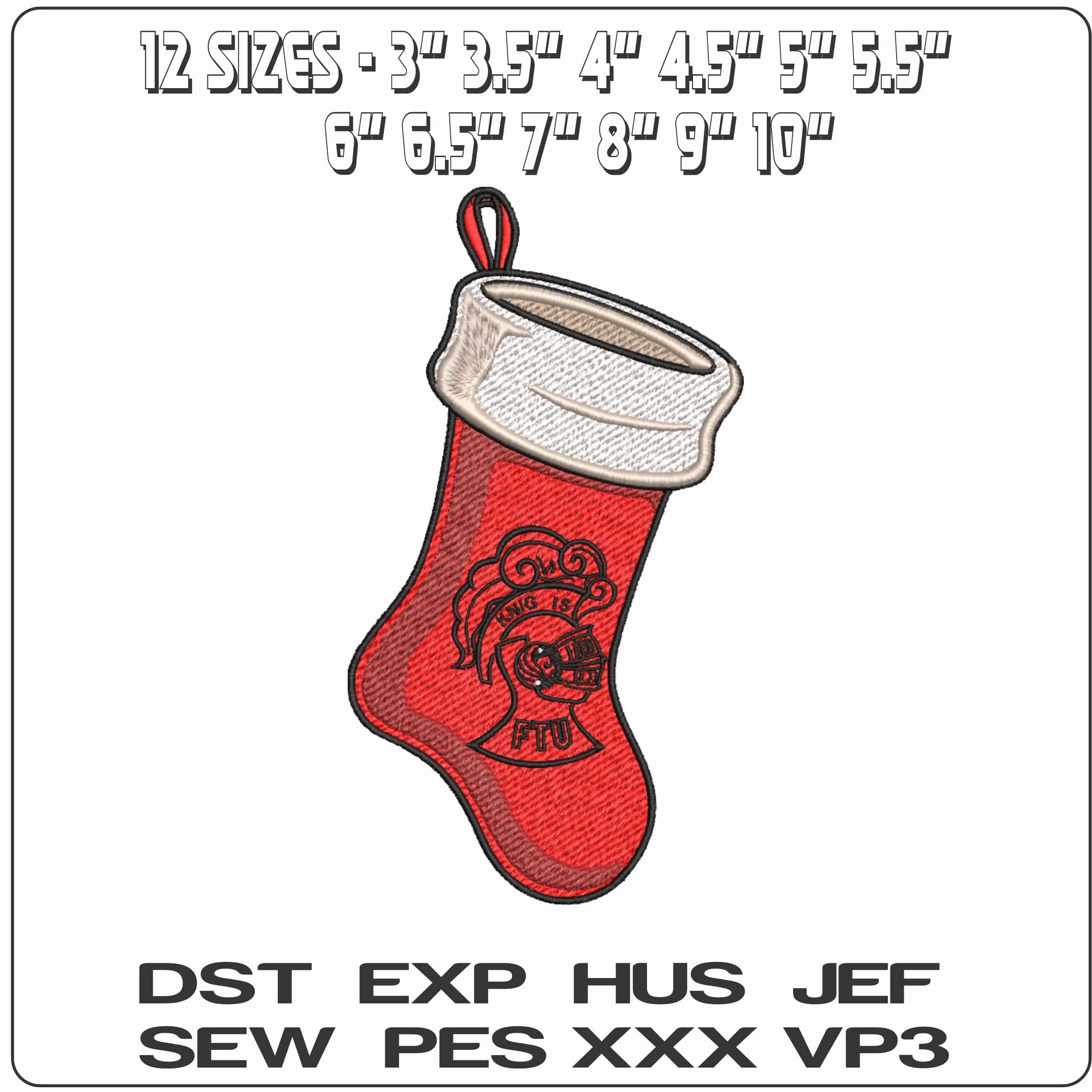 Christmas Stocking Central Florida Knights 1970 to 1979 University     - Elegant embroidery design file-instant download — view 2
