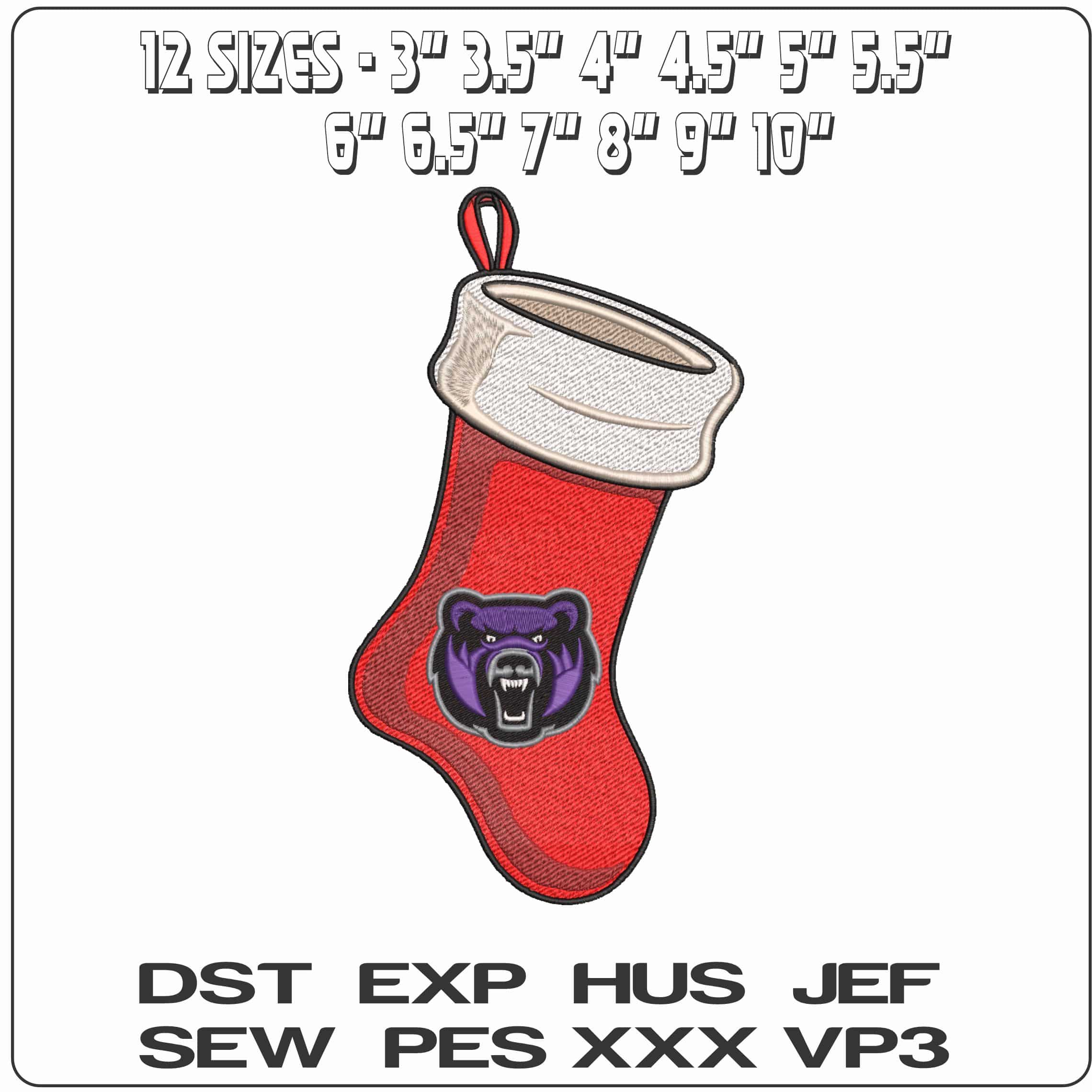 Christmas Stocking Central Arkansas Bears  Alternative University     - Elegant embroidery design file-instant download — view 2