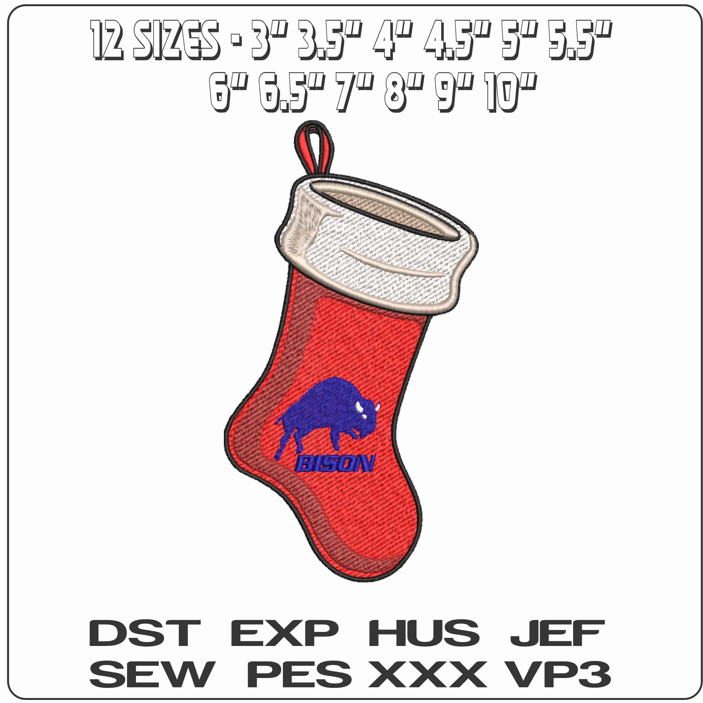 Christmas Stocking Bucknell Bisons 1981 1989 Bucknell University     - Elegant embroidery design file-instant download — view 2