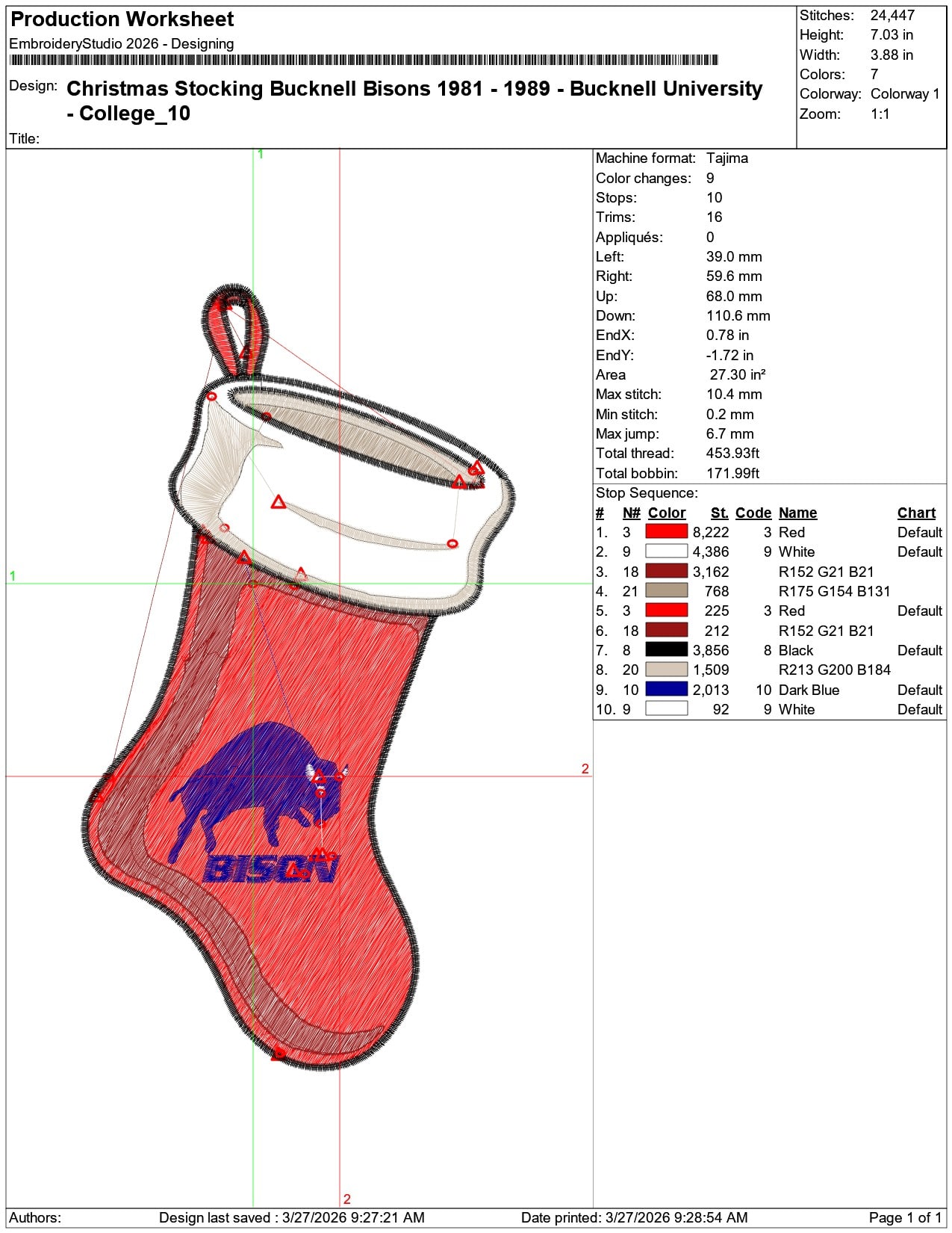Christmas Stocking Bucknell Bisons 1981 1989 Bucknell University     - Elegant embroidery design file-instant download — view 3
