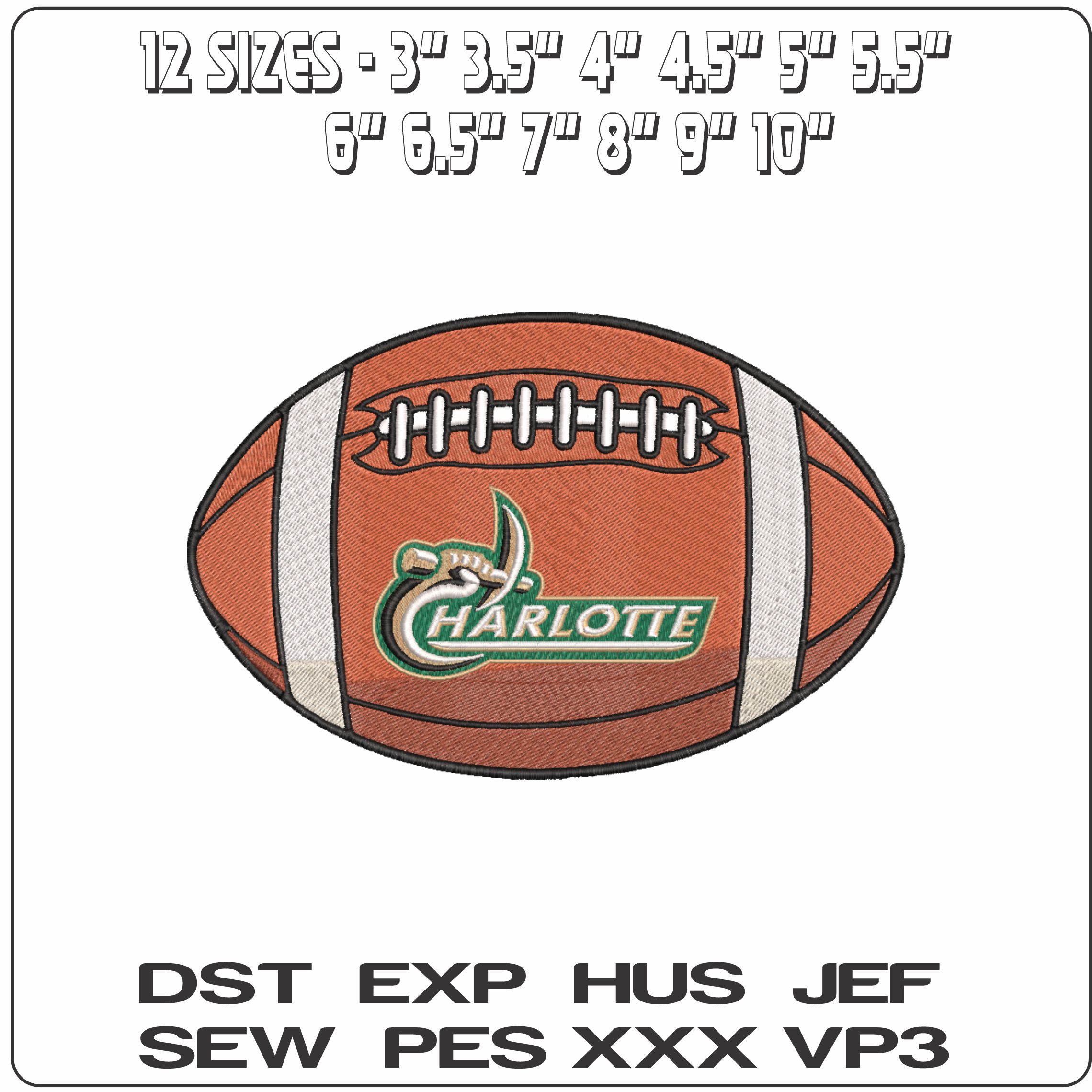 American Football Charlotte 49ers 2000 to 2006 University     - Elegant embroidery design file-instant download — view 2