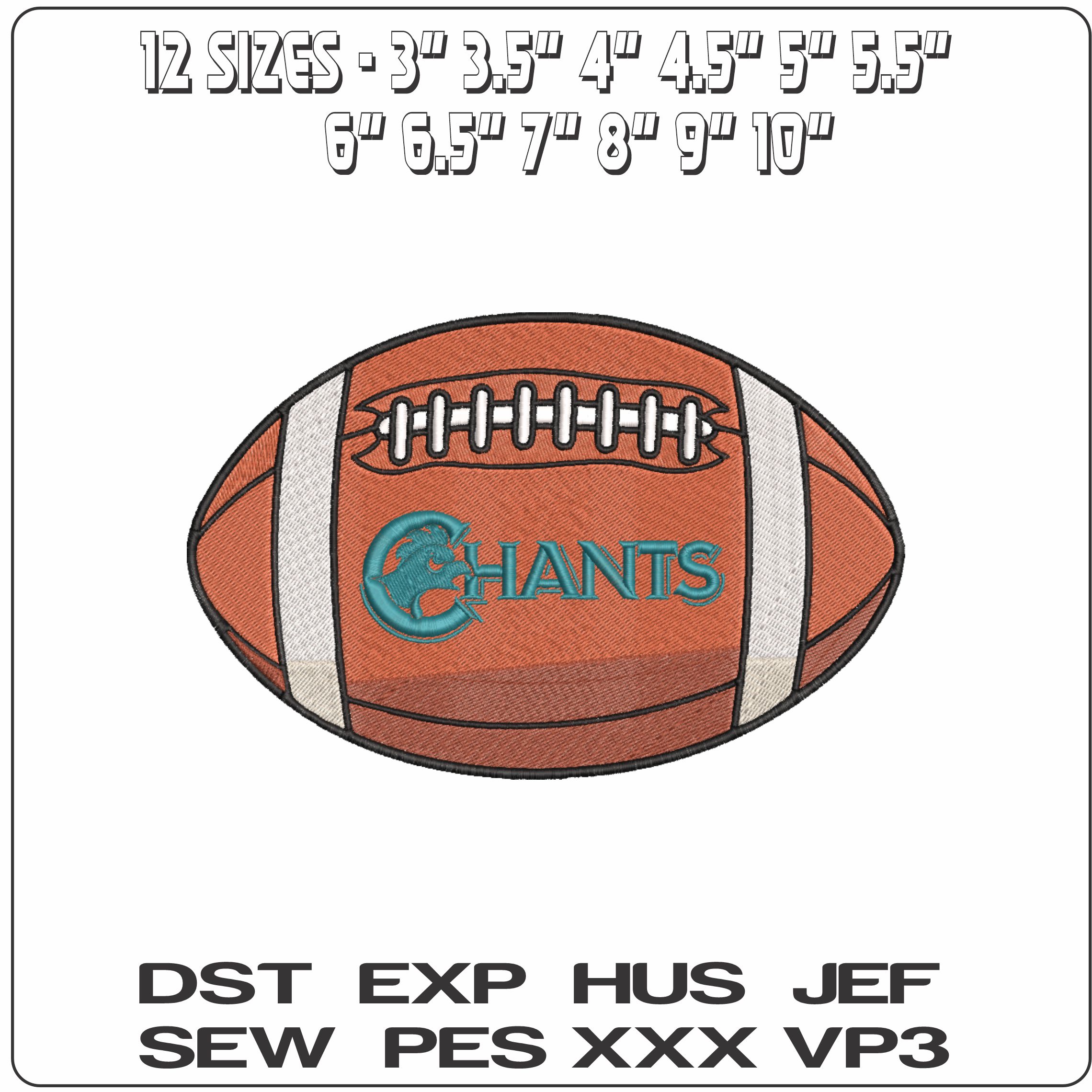 American Football Coastal Carolina Chanticleers 1988 to 1995    - Elegant embroidery design file-instant download — view 2
