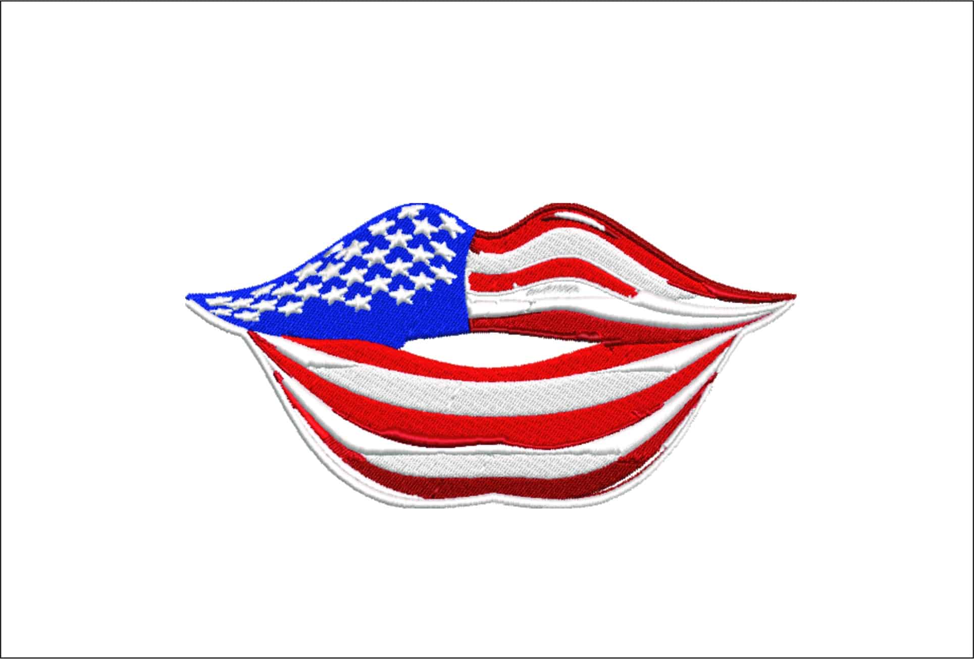 4th July embroidery - Flag Lips embroidery design - American Waving flag - USA embroidery - Memorial day - Machine embroidery design