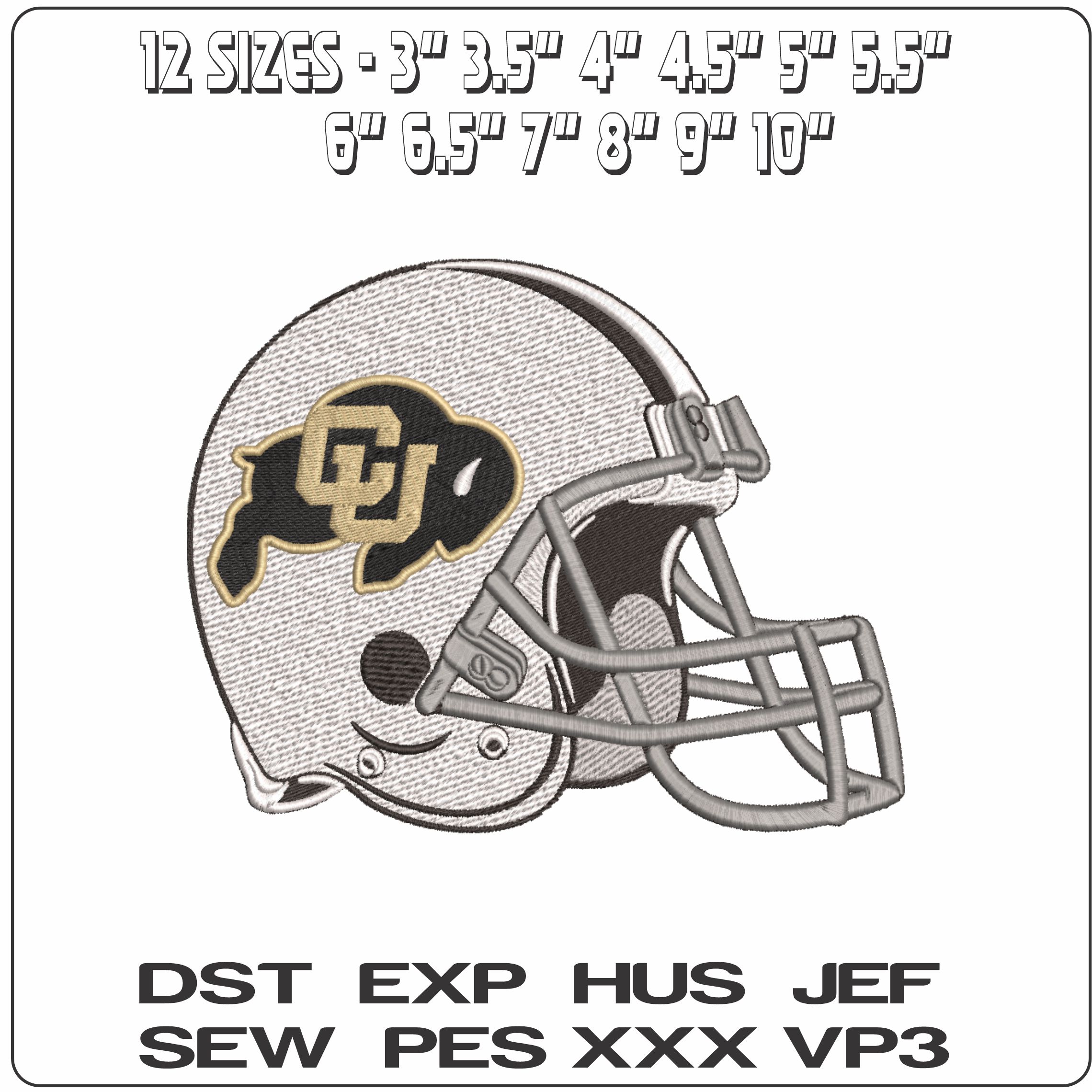 American Football Helmet Colorado Buffaloes 1981  University   - Elegant embroidery design file-instant download — view 2
