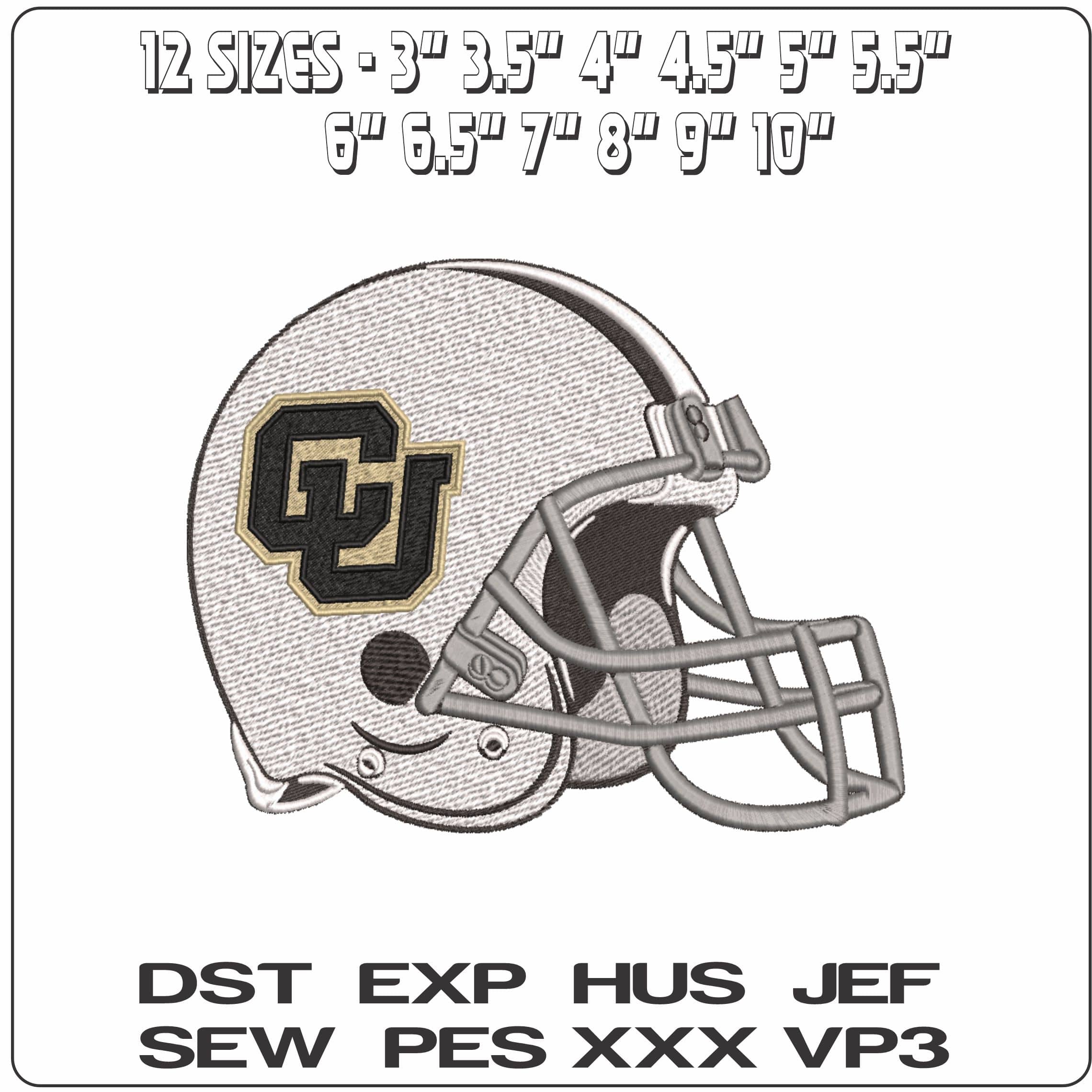 American Football Helmet Colorado Buffaloes Alternative University   - Elegant embroidery design file-instant download — view 2