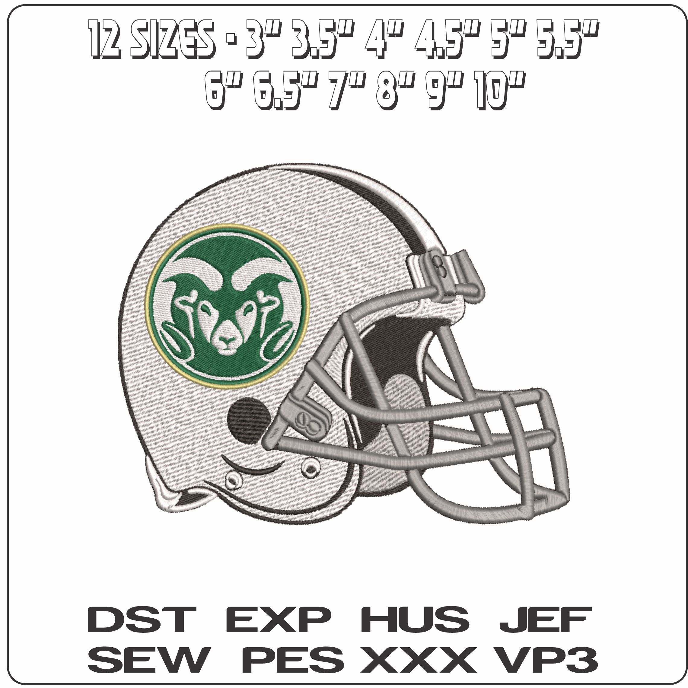 American Football Helmet Colorado State Rams 182  University   - Elegant embroidery design file-instant download — view 2