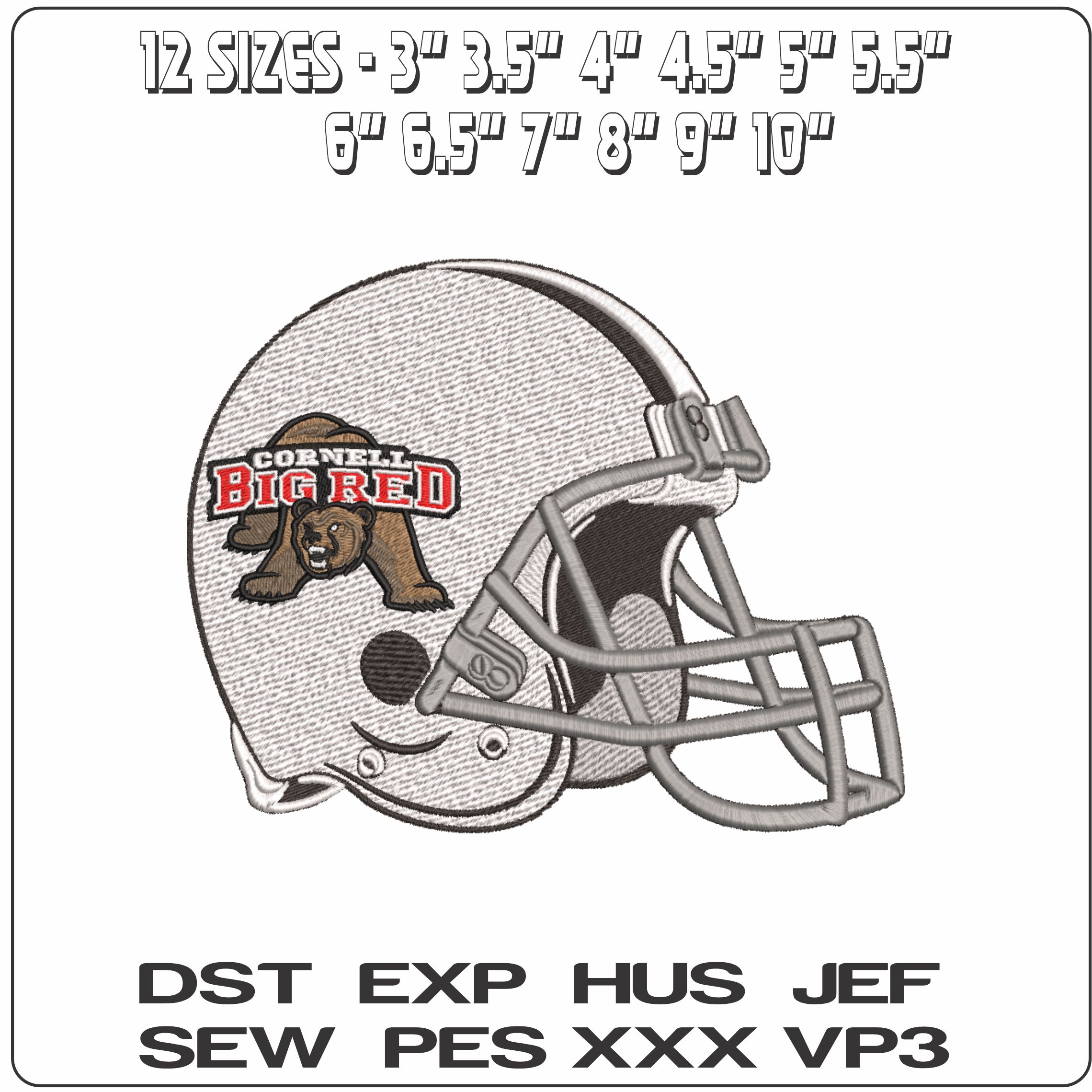 American Football Helmet Cornell Big Red 2002 to 2018  University   - Elegant embroidery design file-instant download — view 2