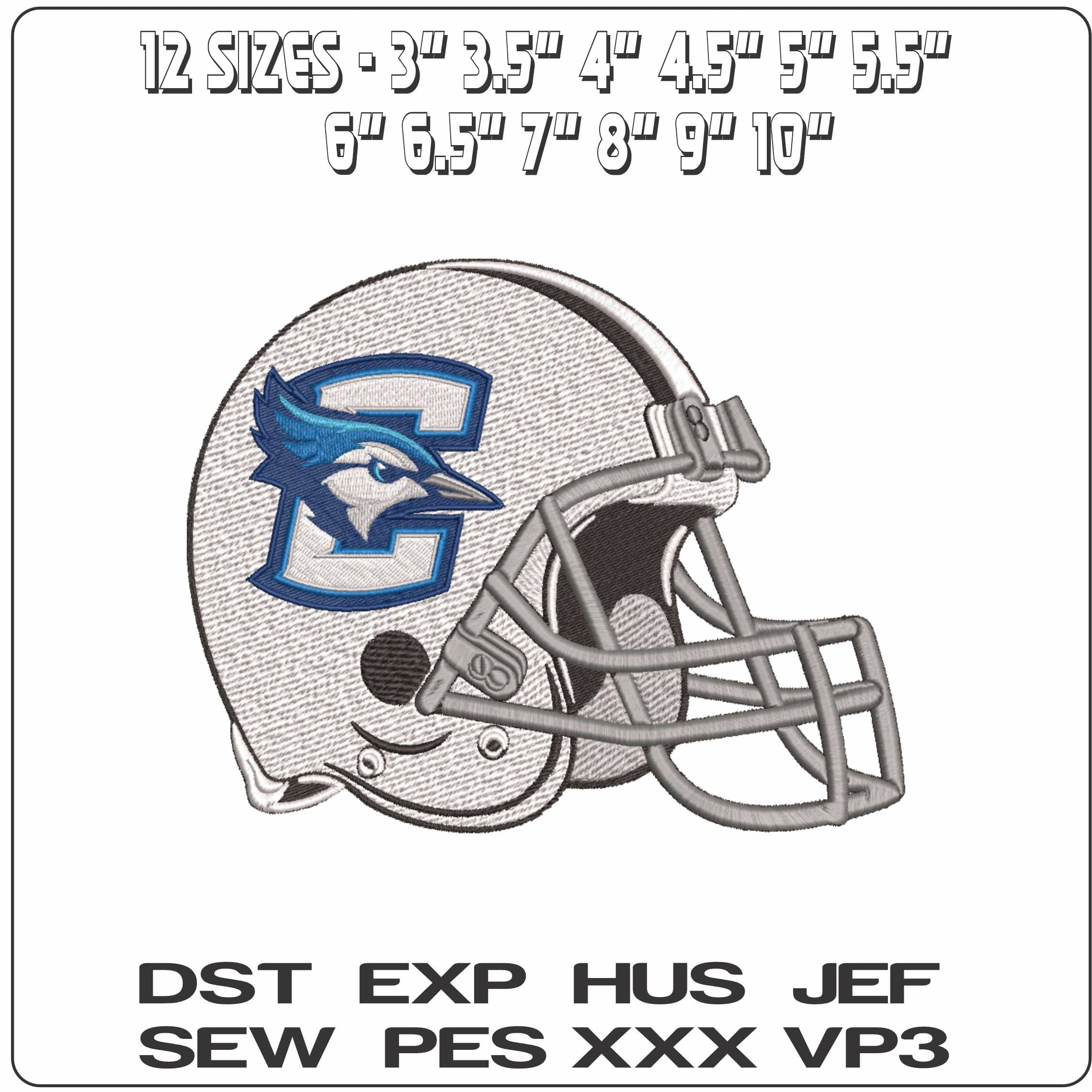American Football Helmet Creighton Bluejays 2013   University    - Elegant embroidery design file-instant download — view 2