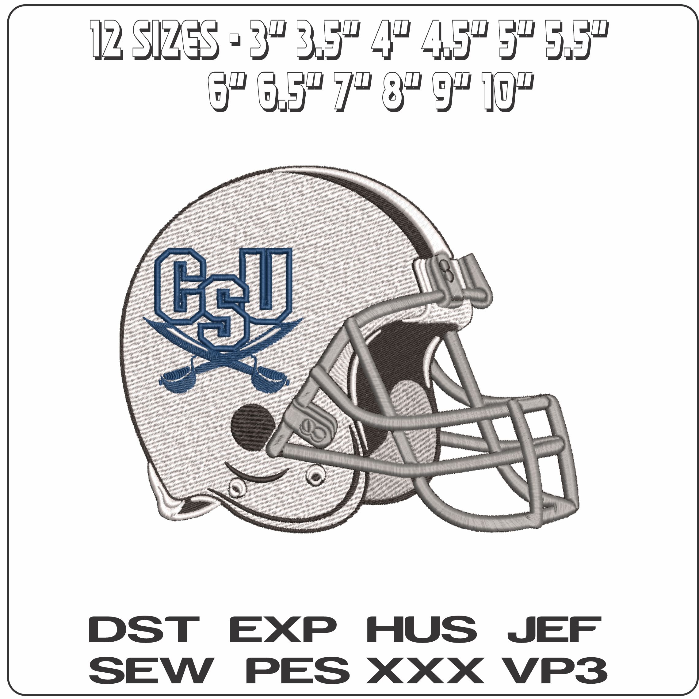 American Football Helmet CSU Buccaneers 2004 to 2015   - Elegant embroidery design file-instant download — view 2