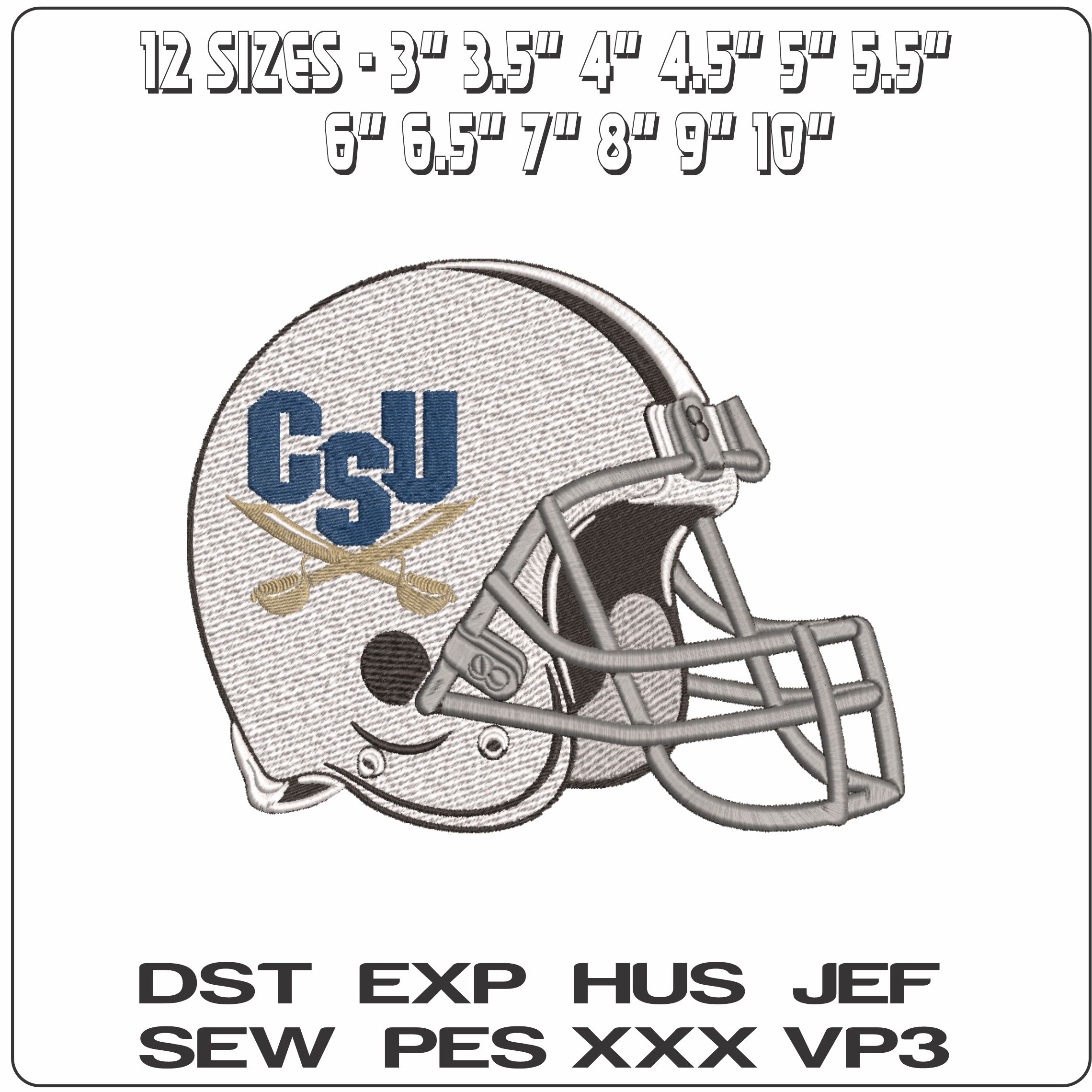 American Football Helmet CSU Buccaneers 2015 to 2021   - Elegant embroidery design file-instant download — view 2