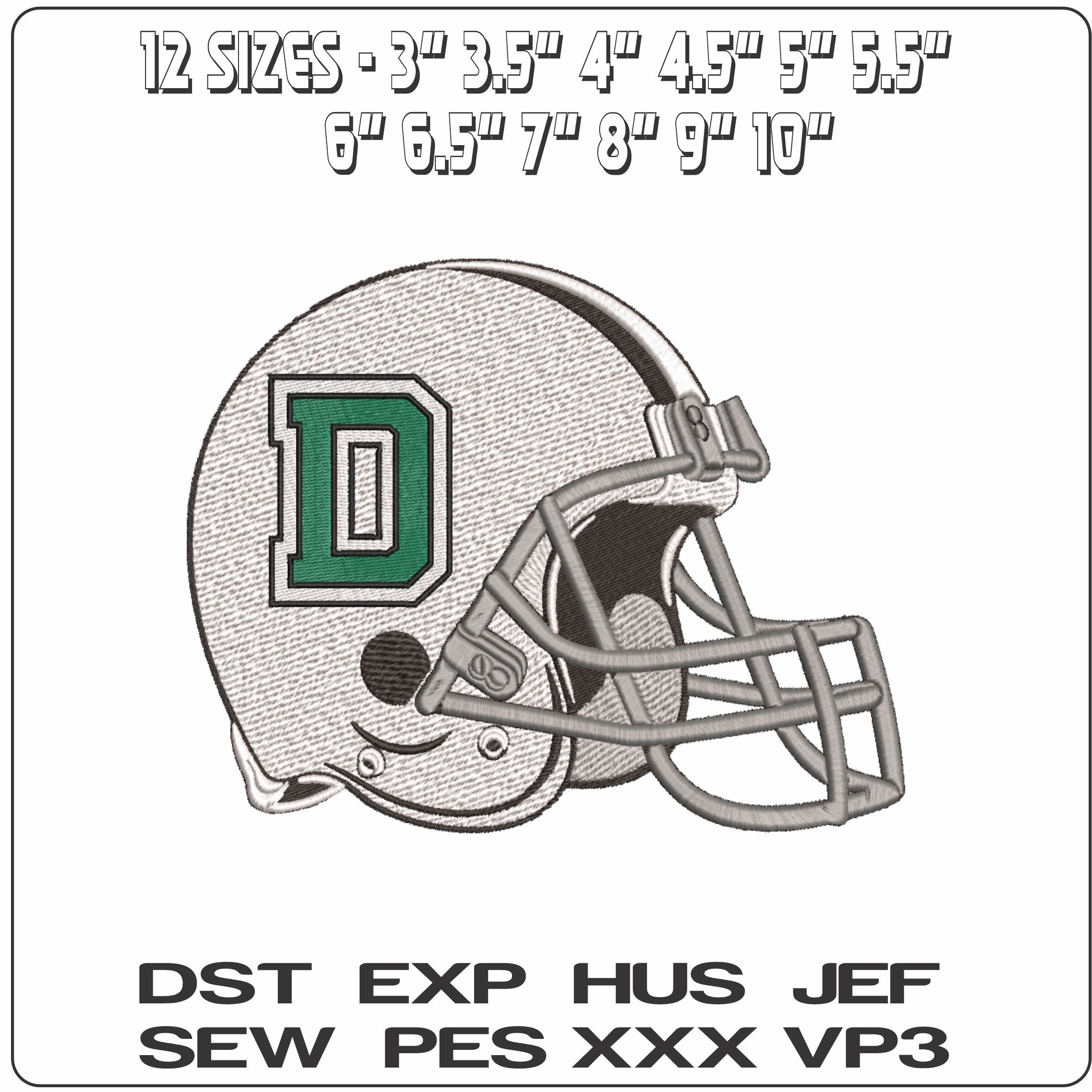 American Football Helmet Dartmouth Big Green 2019  College    - Elegant embroidery design file-instant download — view 2