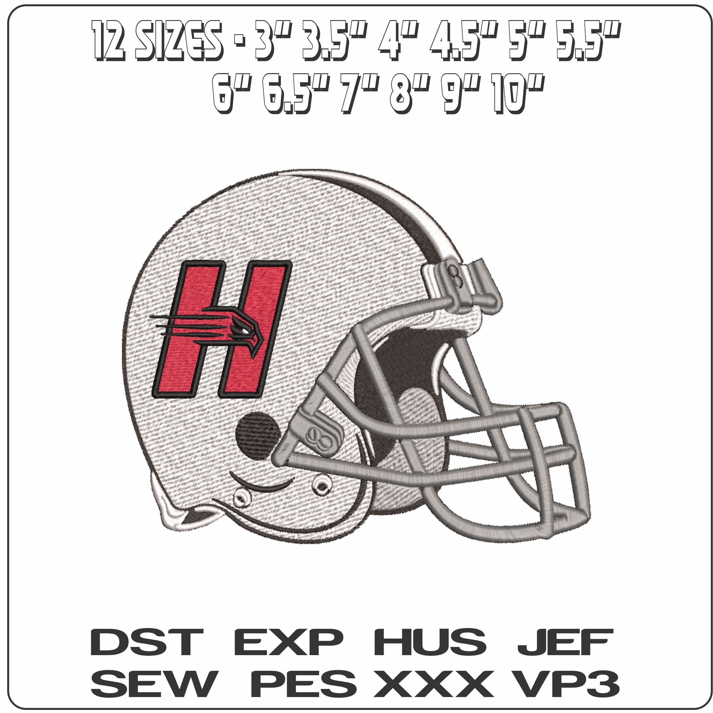 American Football Helmet Hartford Hawks 2015 University    - Elegant embroidery design file-instant download — view 2