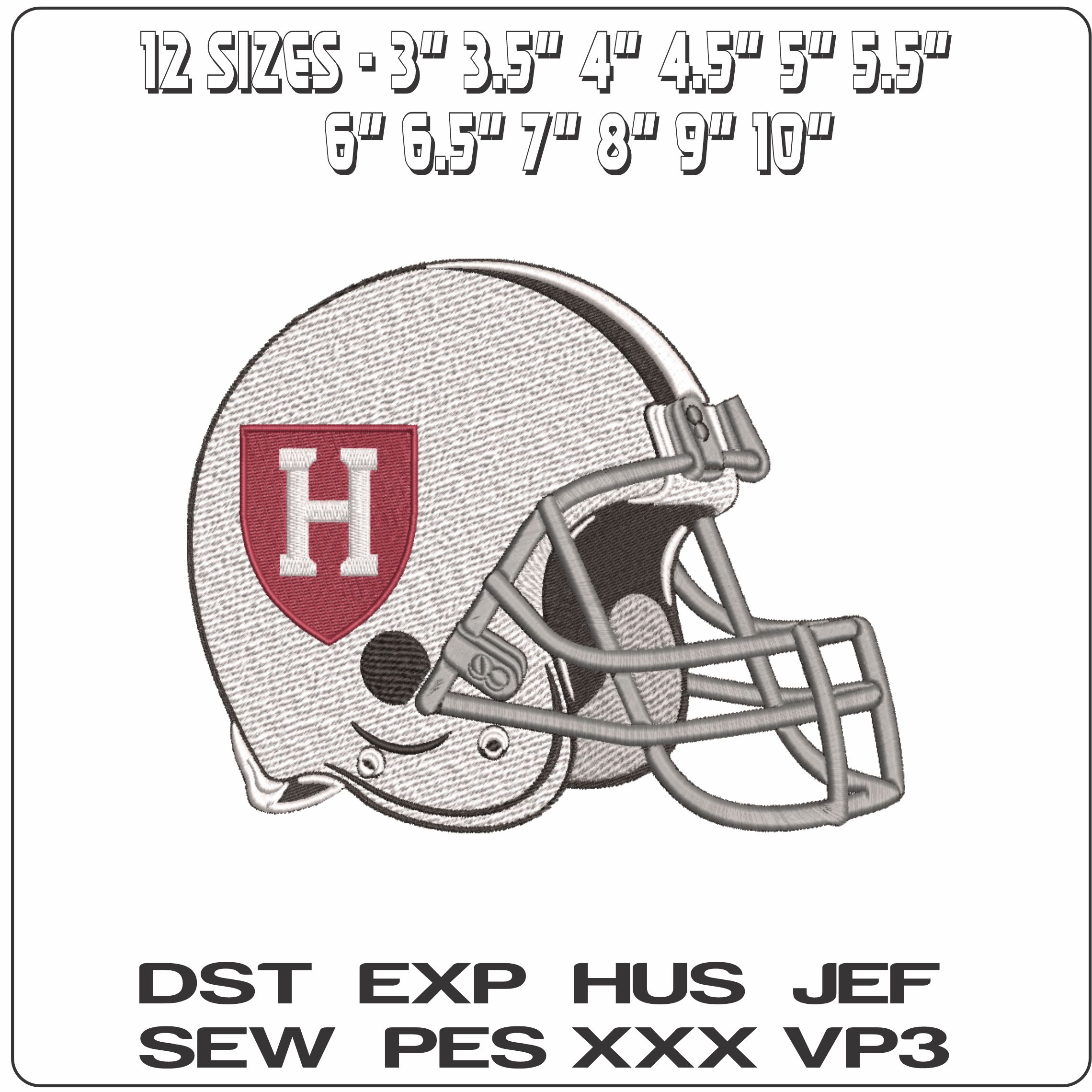 American Football Helmet The Harvard Crimson 2020  University    - Elegant embroidery design file-instant download — view 2