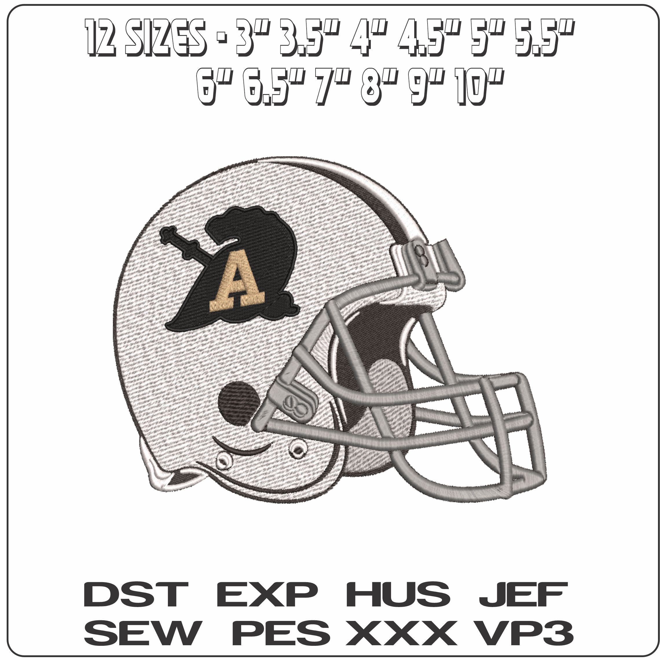 American Football Helmets Army Black Knight US Military Academy    - Elegant embroidery design file-instant download — view 2