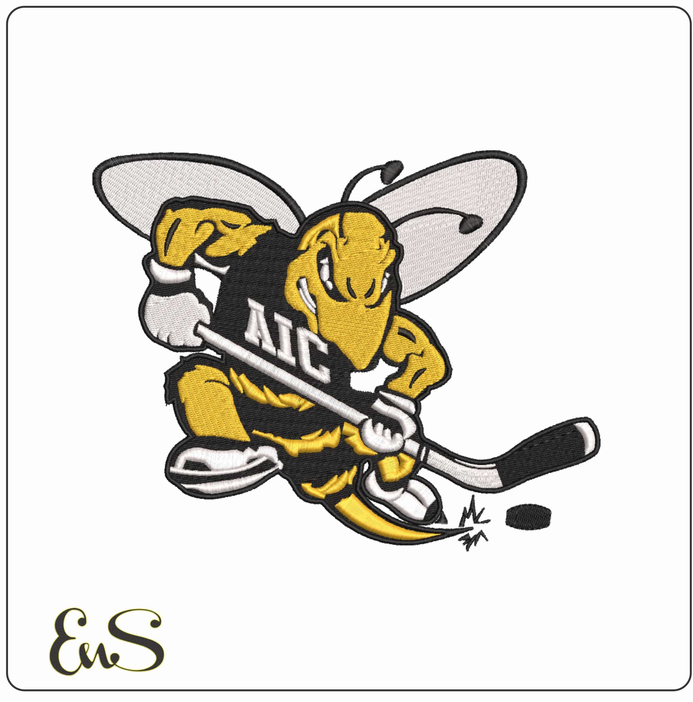 American International Yellow Jackets Hockey American College    - Elegant embroidery design file-instant download
