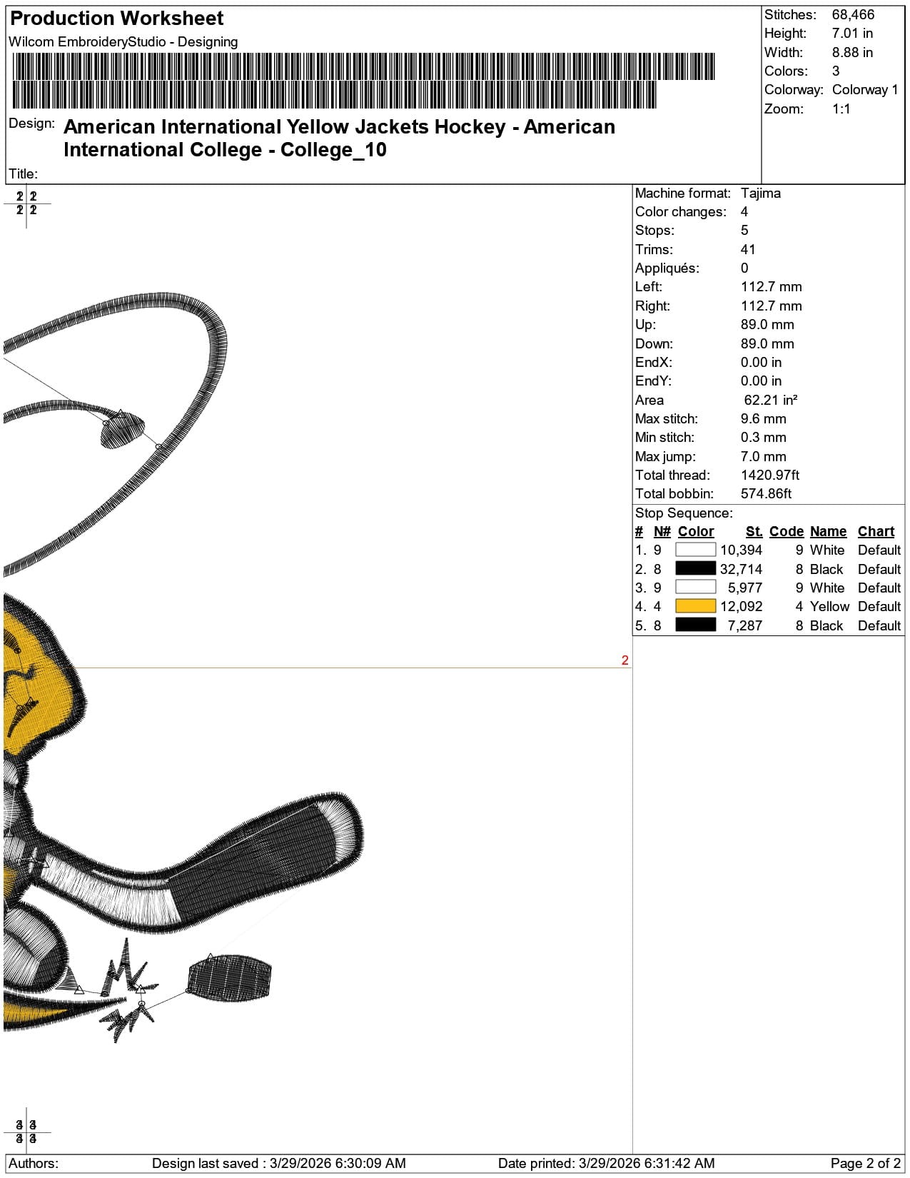American International Yellow Jackets Hockey American College    - Elegant embroidery design file-instant download — view 4