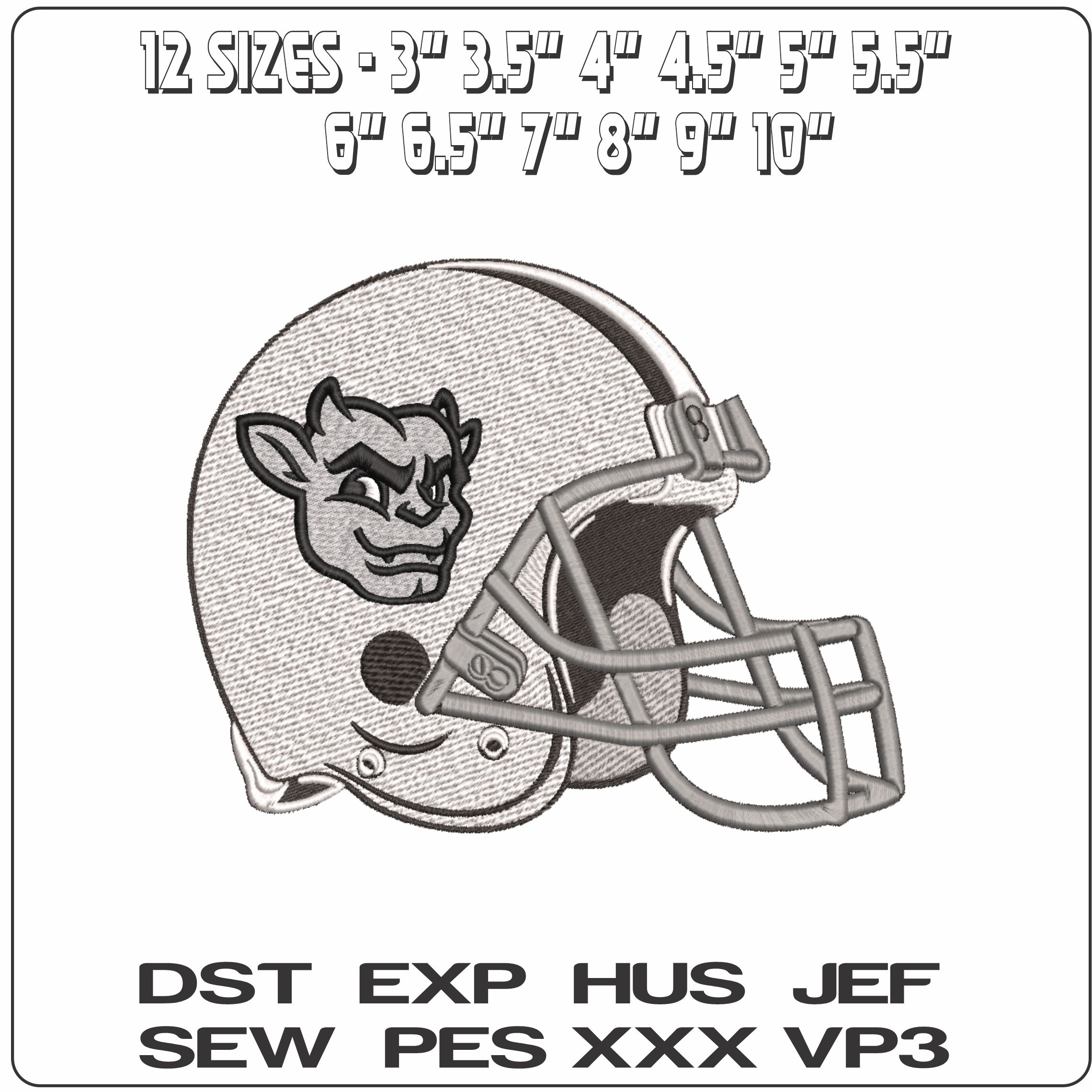 American Football Helmet Bradley Braves Mascot  University    - Elegant embroidery design file-instant download — view 2