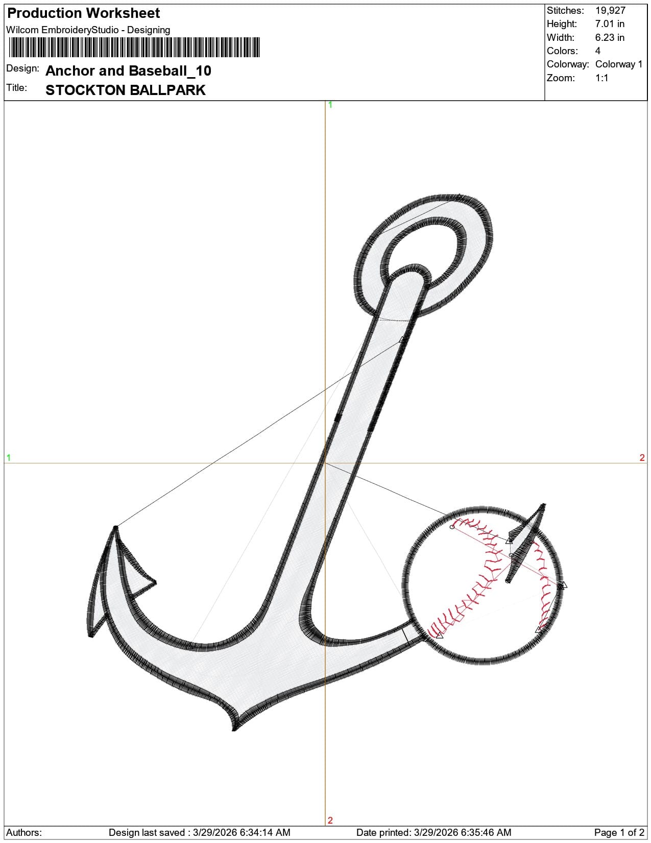 Anchor and Baseball    - Elegant embroidery design file-instant download — view 3