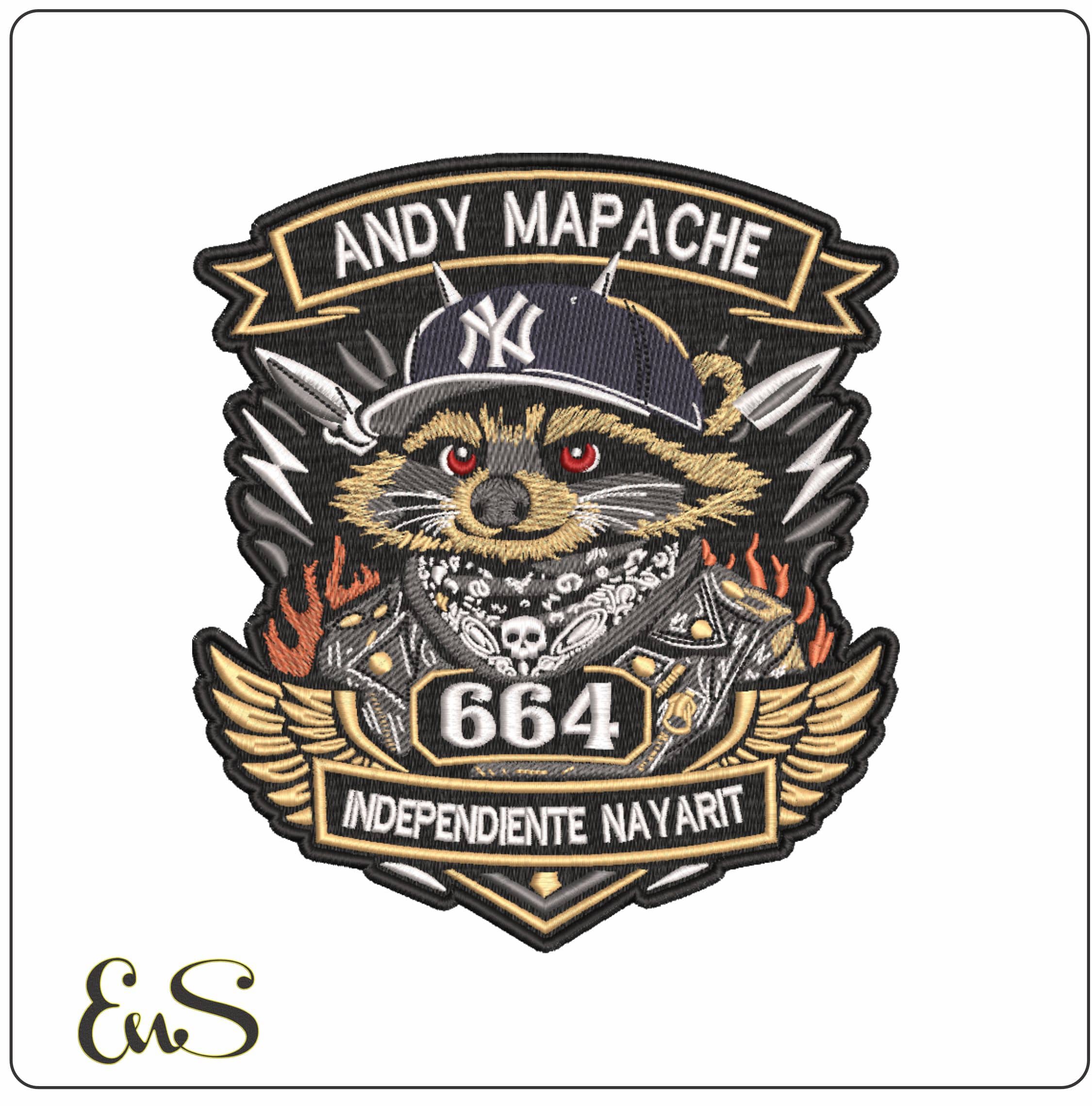 ANDY MAPACHE    - Elegant embroidery design file-instant download