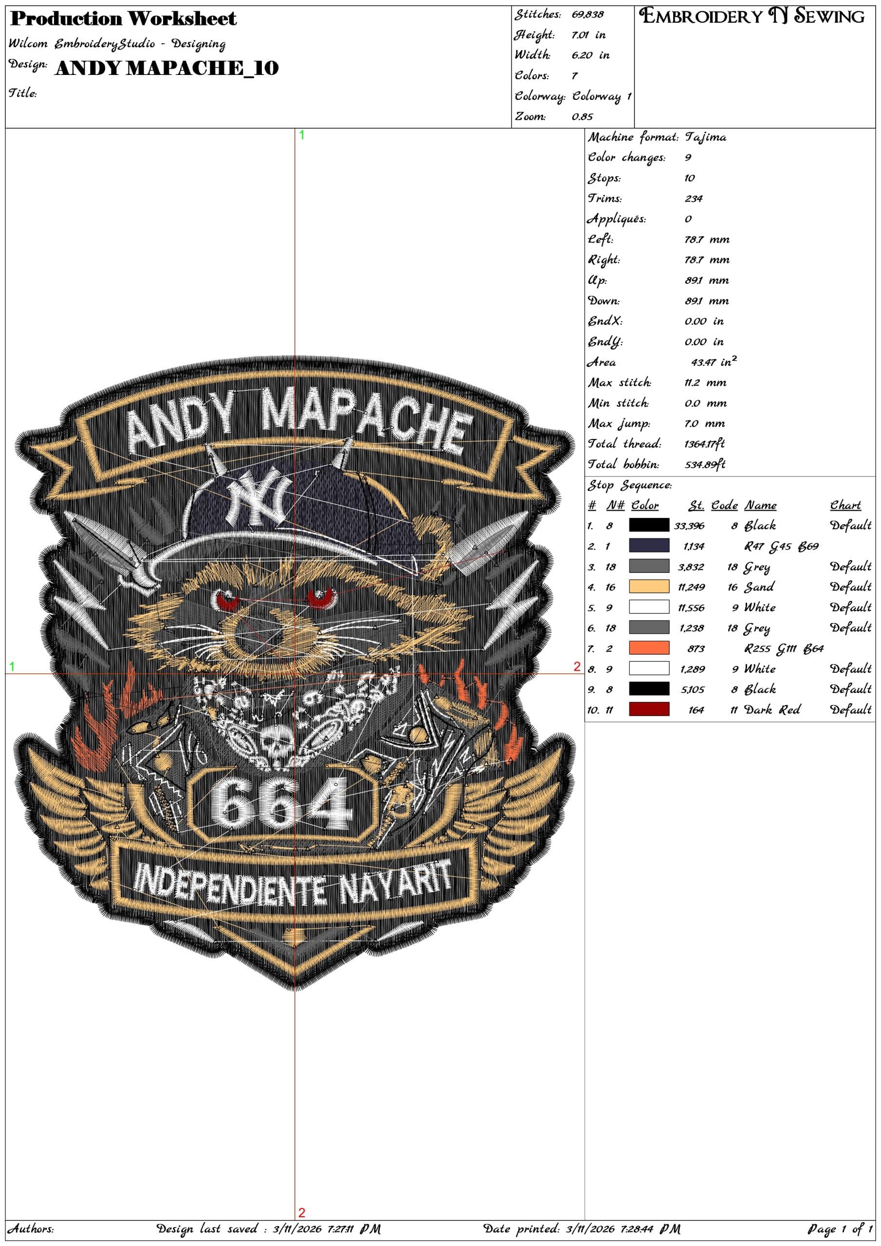 ANDY MAPACHE    - Elegant embroidery design file-instant download — view 3