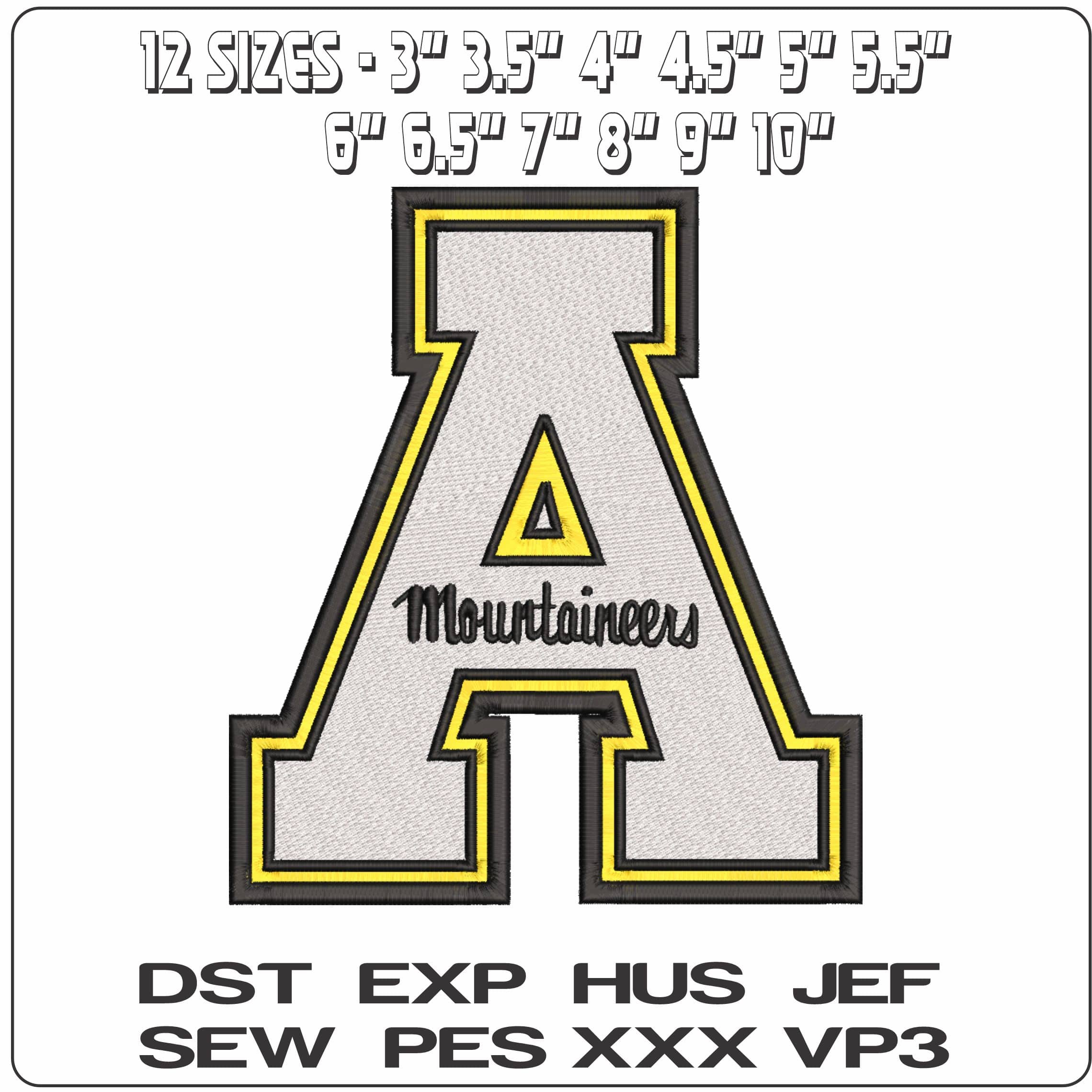 Appalachian State Mountaineerd 1989 1999  State University    - Elegant embroidery design file-instant download — view 2