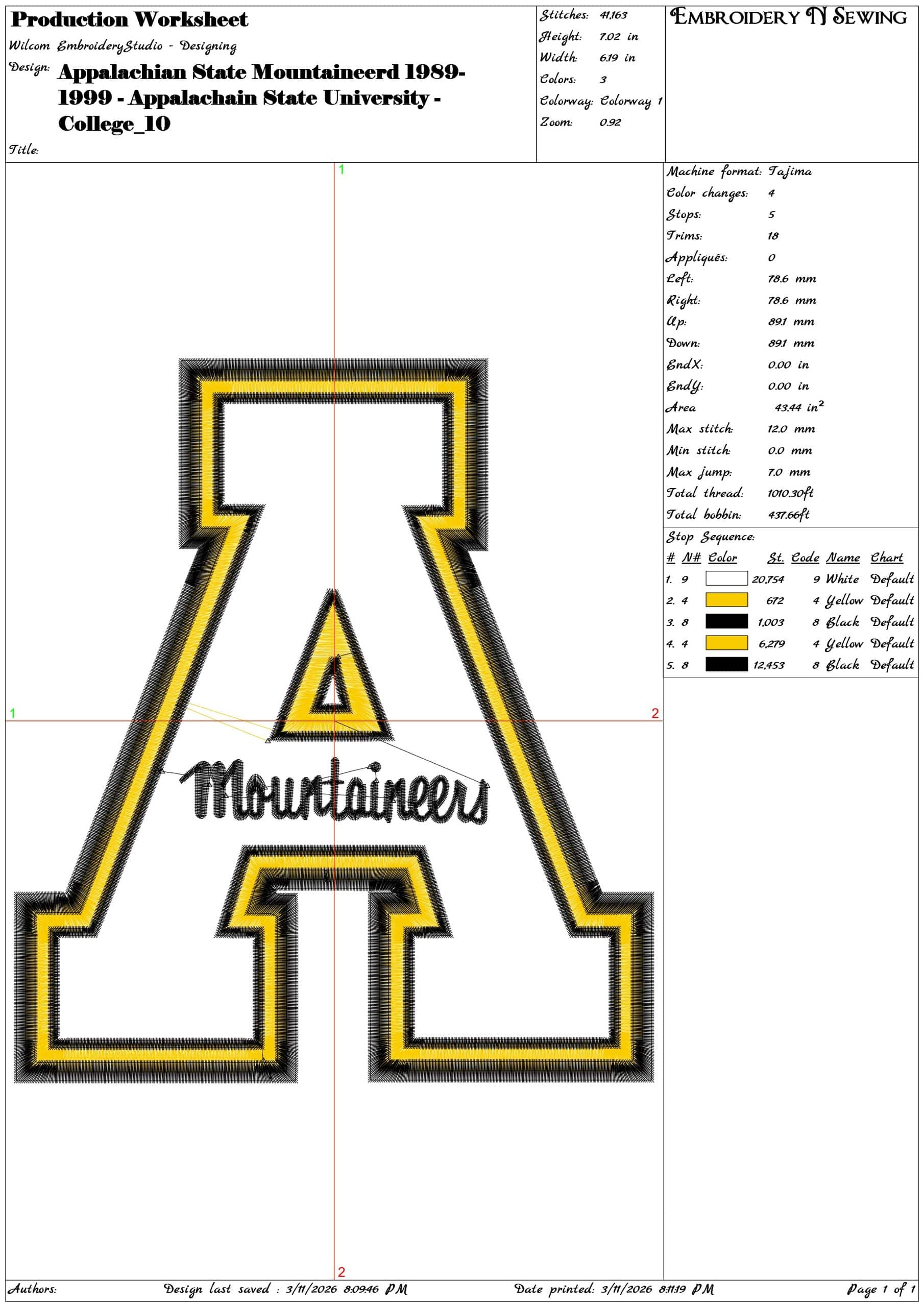 Appalachian State Mountaineerd 1989 1999  State University    - Elegant embroidery design file-instant download — view 3