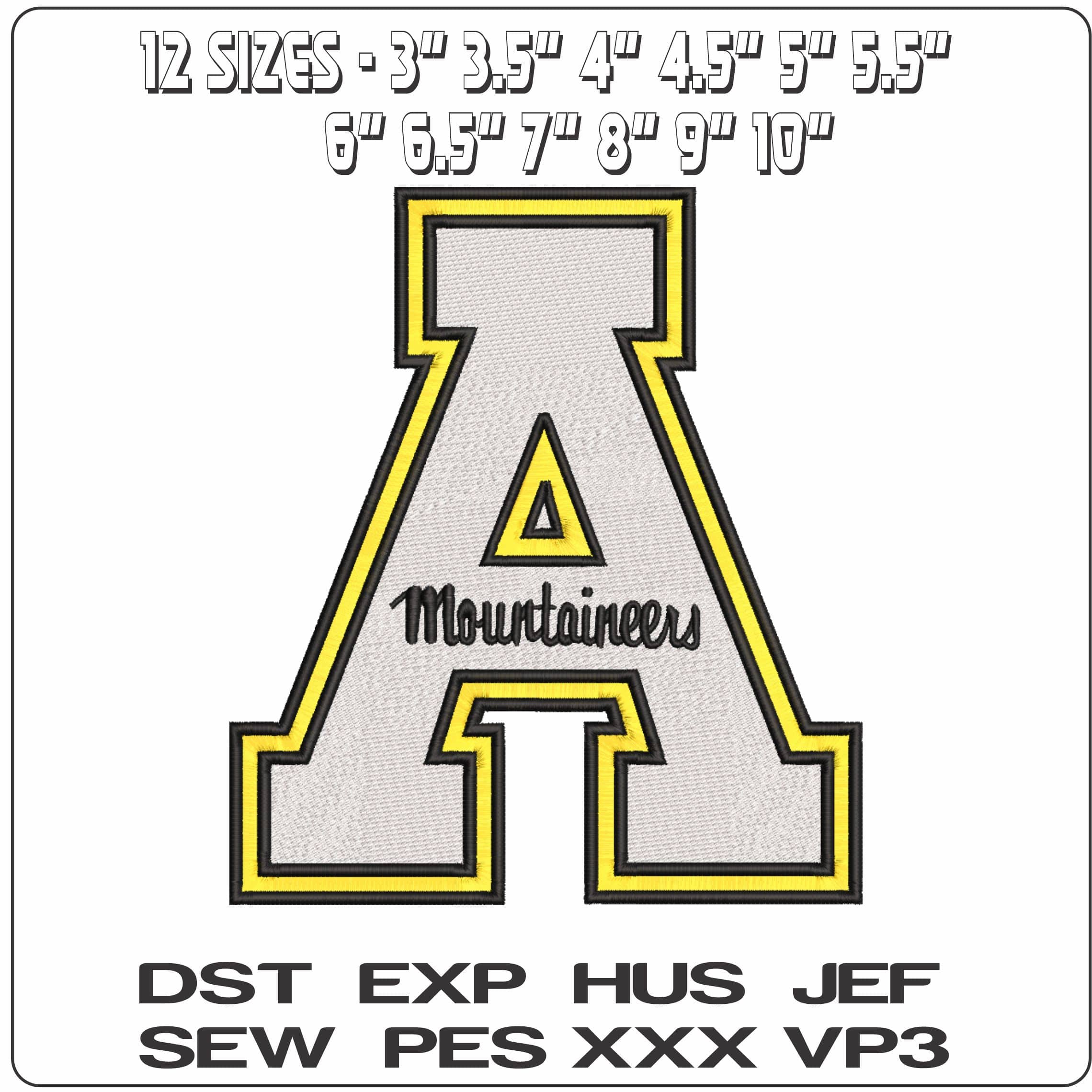 Appalachian State Mountaineerd 2013  State University    - Elegant embroidery design file-instant download — view 2