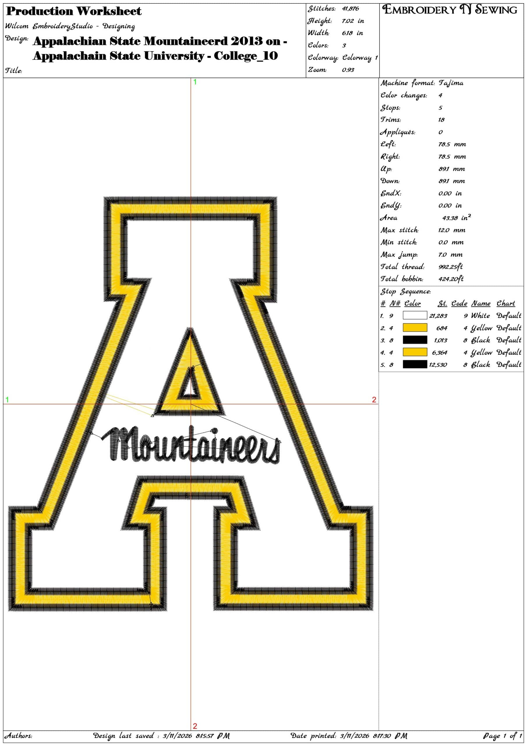 Appalachian State Mountaineerd 2013  State University    - Elegant embroidery design file-instant download — view 3