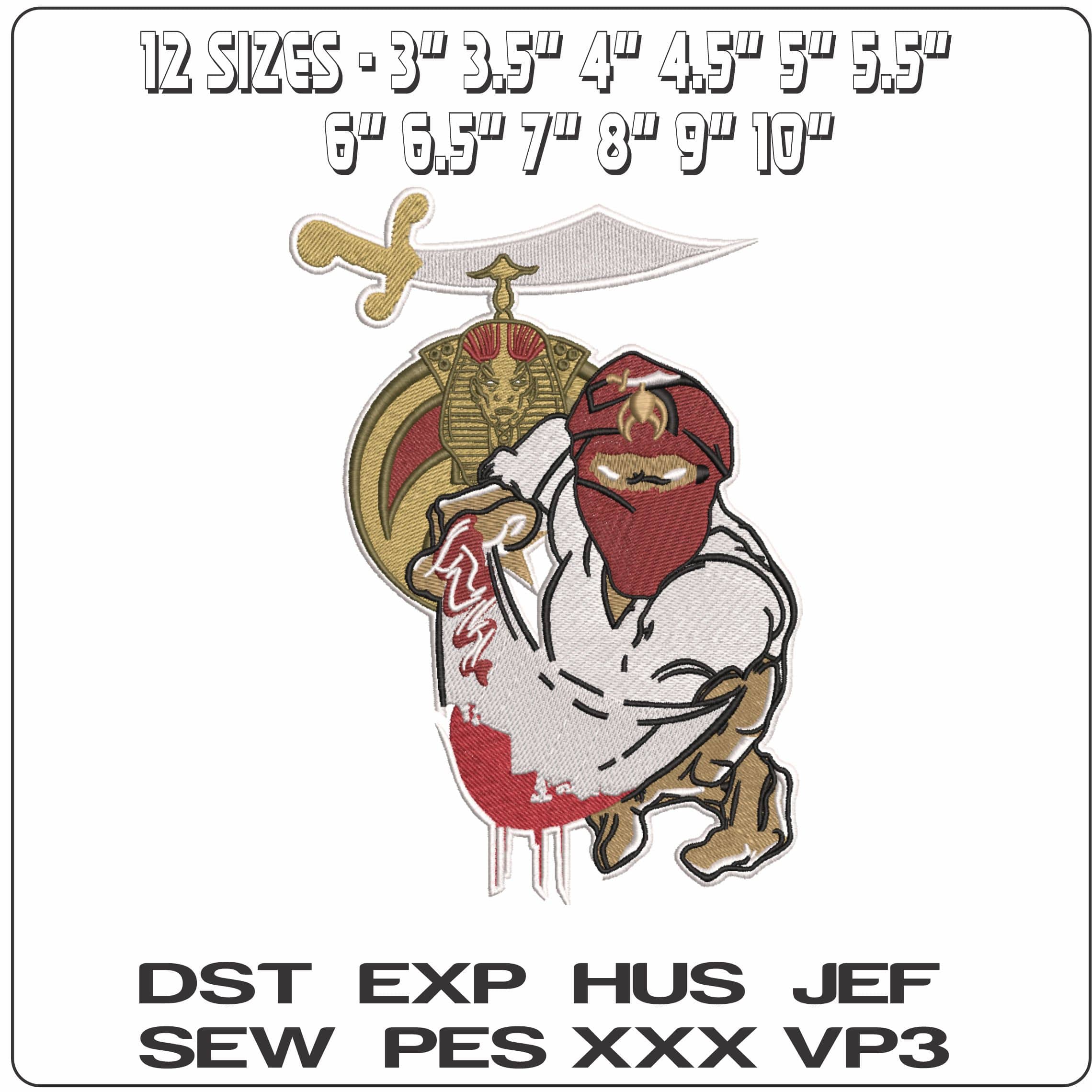 Arabian Knight with Bloody Sword    - Elegant embroidery design file-instant download — view 2