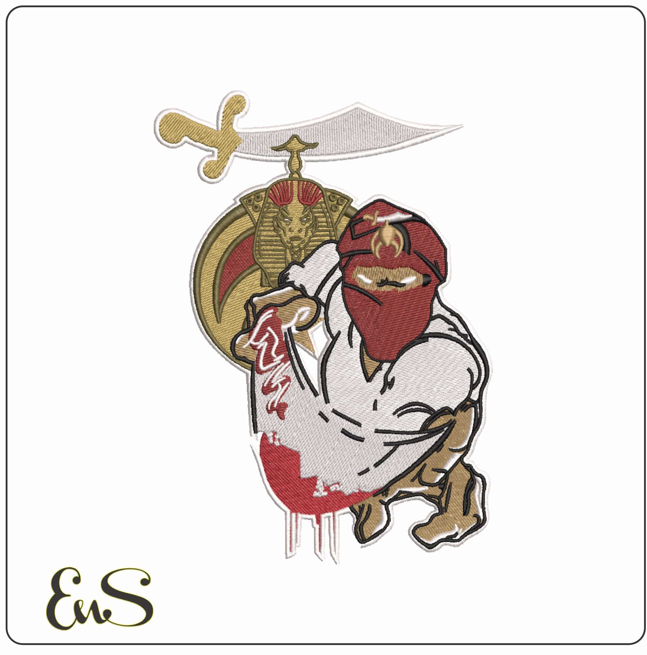 Arabian Knight with Bloody Sword    - Elegant embroidery design file-instant download