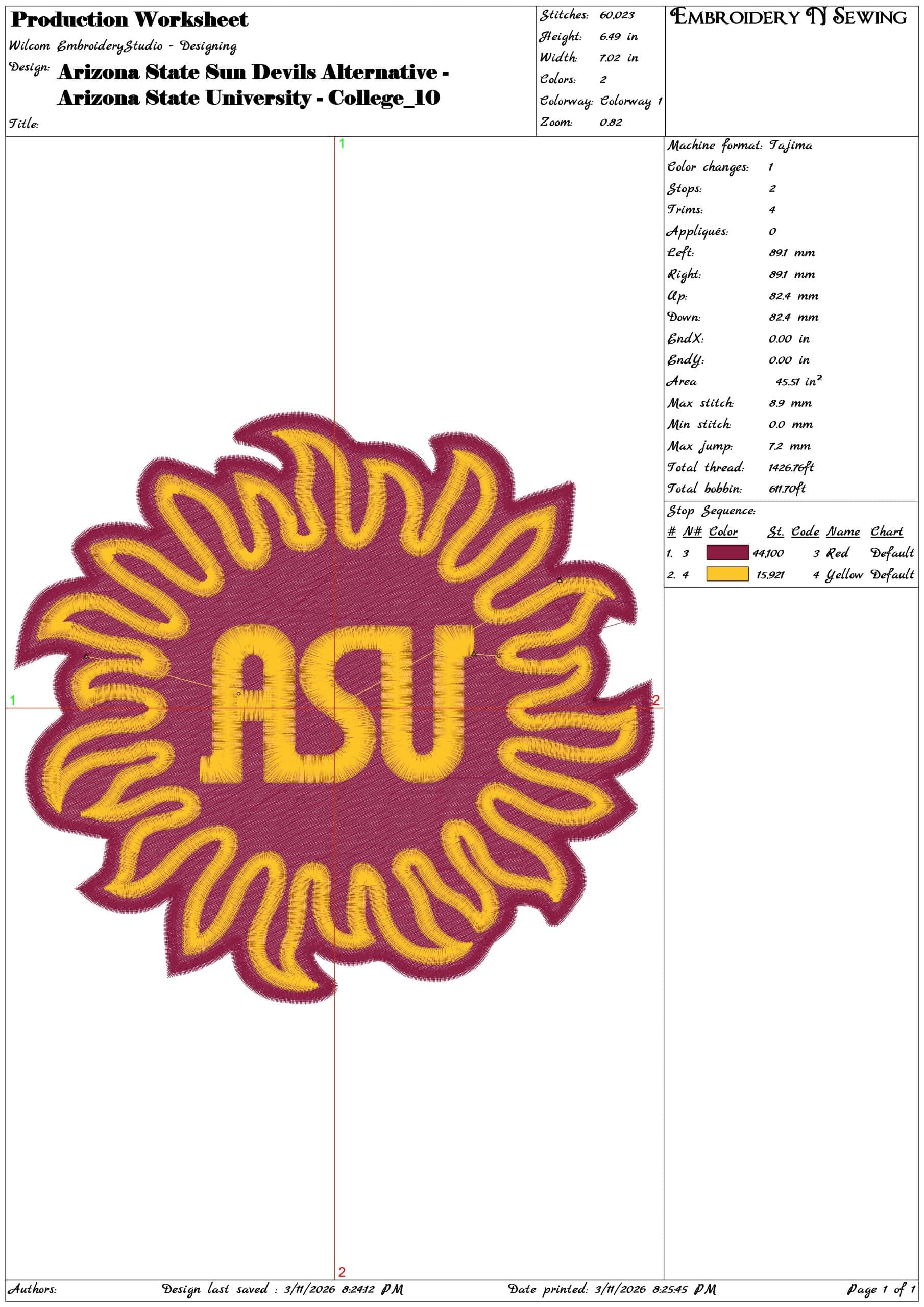 Arizona State Sun Devils Alternative  University    - Elegant embroidery design file-instant download — view 3