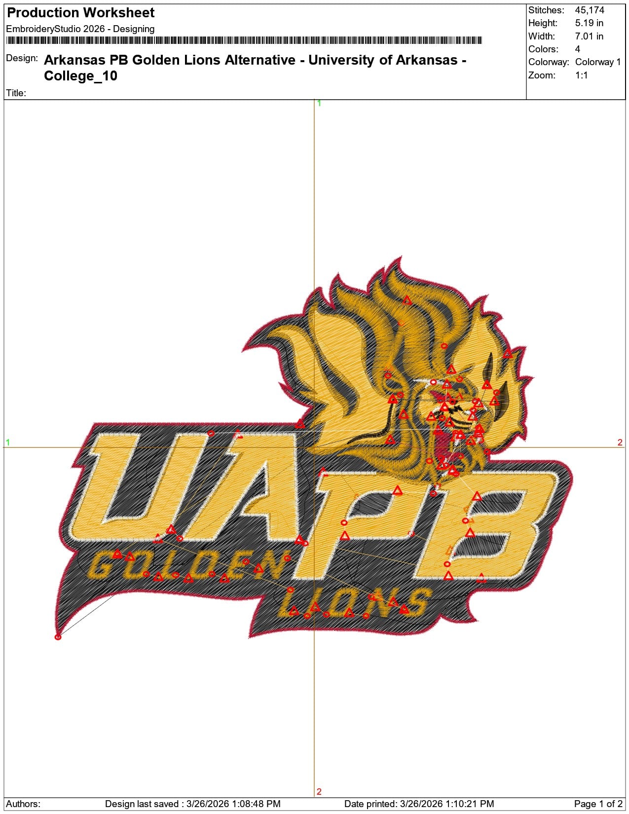 Arkansas PB Golden Lions Alternative University of Arkansas    - Elegant embroidery design file-instant download — view 3