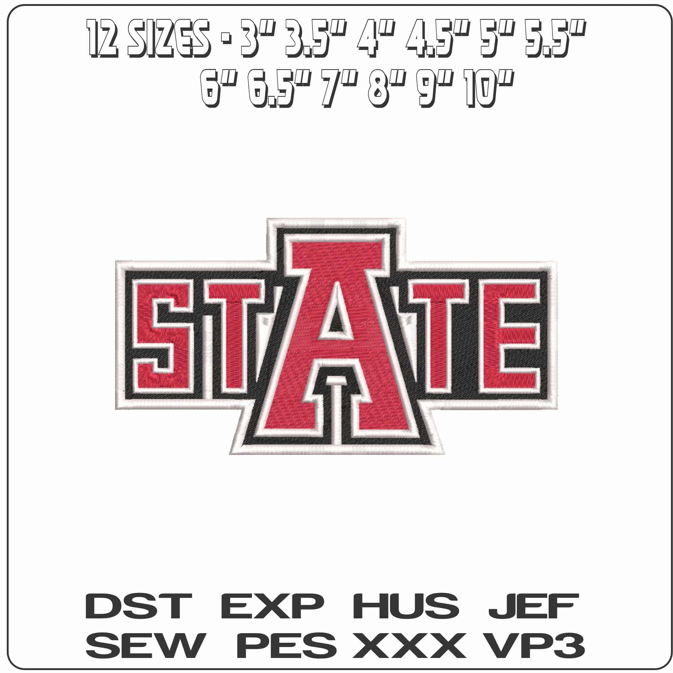 Arkansas State Red Wolves College    - Elegant embroidery design file-instant download — view 2
