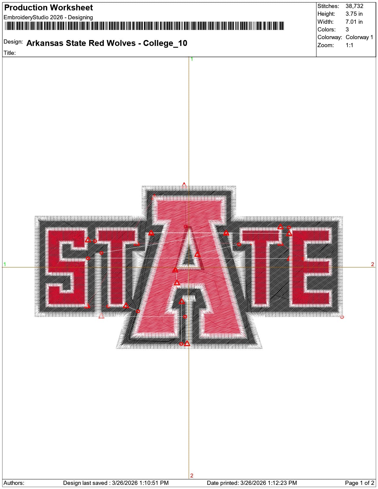 Arkansas State Red Wolves College    - Elegant embroidery design file-instant download — view 3