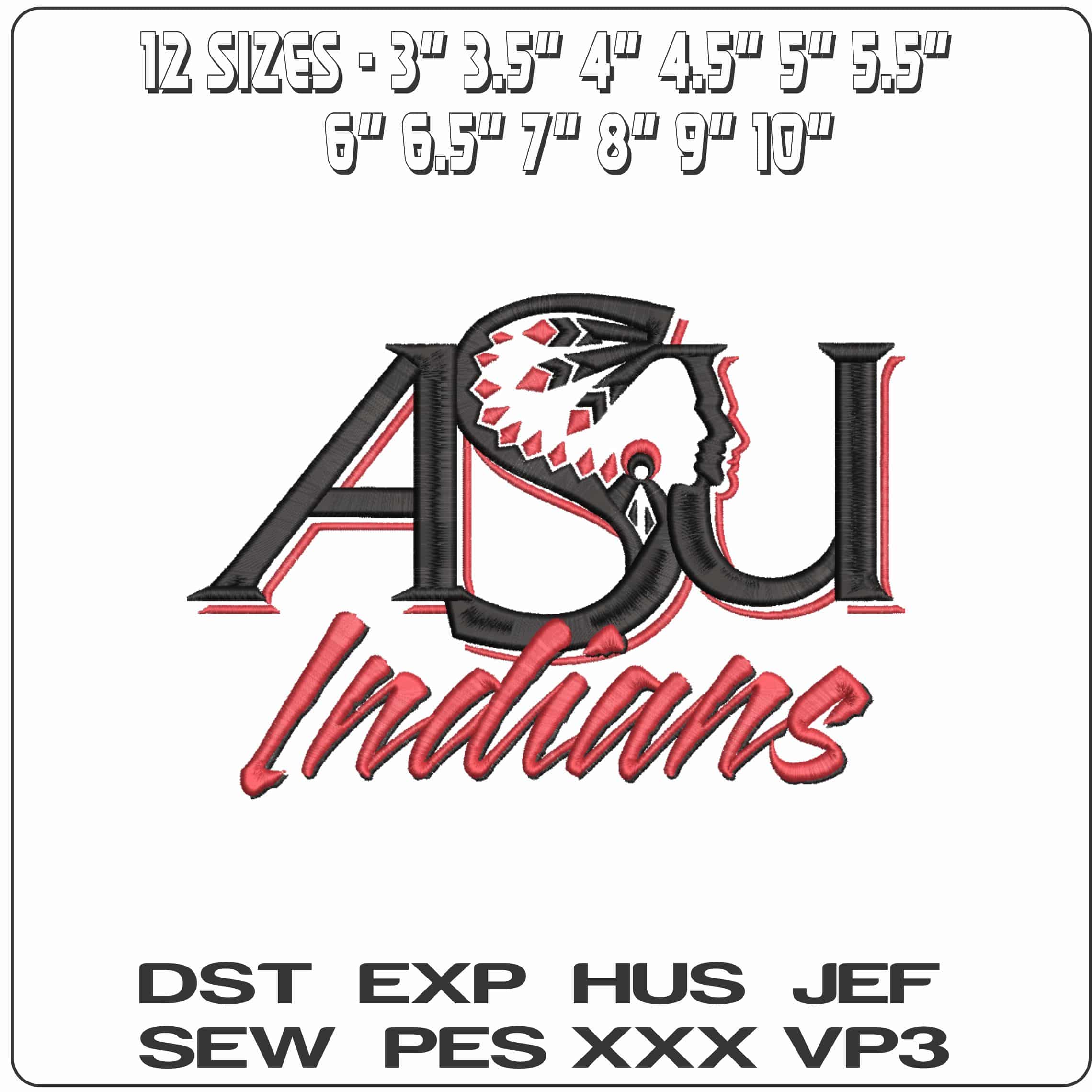 Arkansas State University Indians 1993 to 2008 College    - Elegant embroidery design file-instant download — view 2