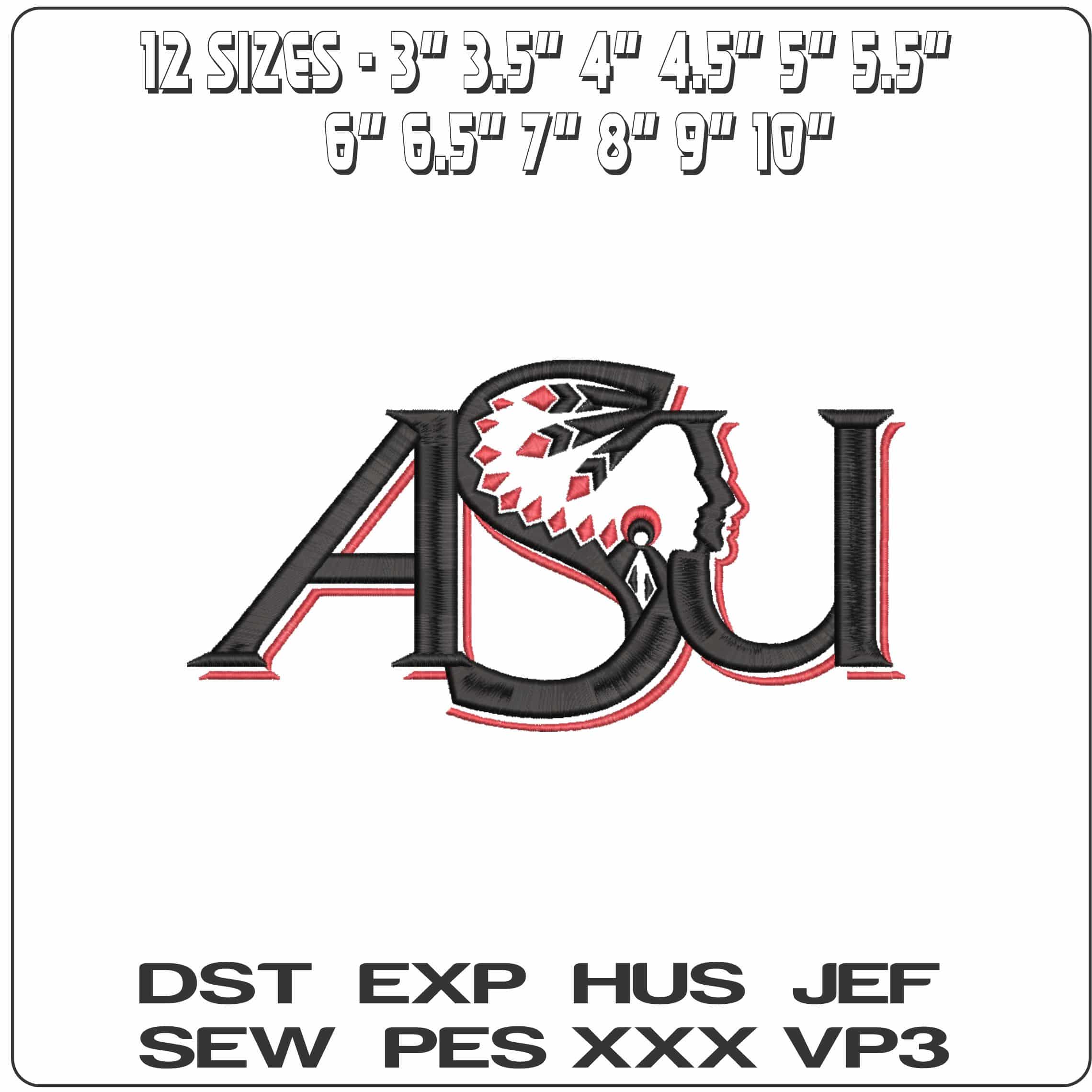 Arkansas State University Indians ASU 1993 to 2008 College    - Elegant embroidery design file-instant download — view 2