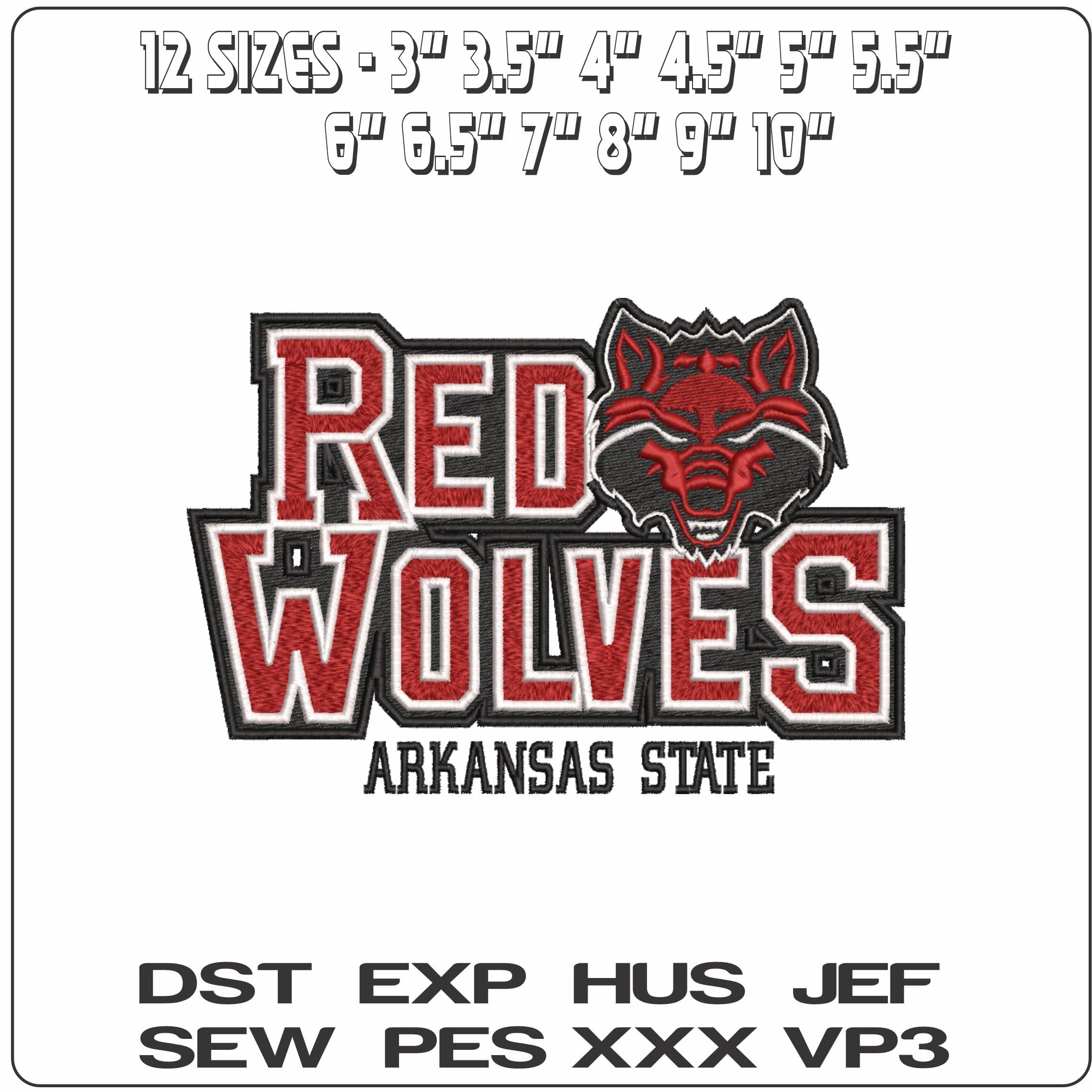 Arkansas State Red Wolves Logo 2008 to 15 College    - Elegant embroidery design file-instant download — view 2
